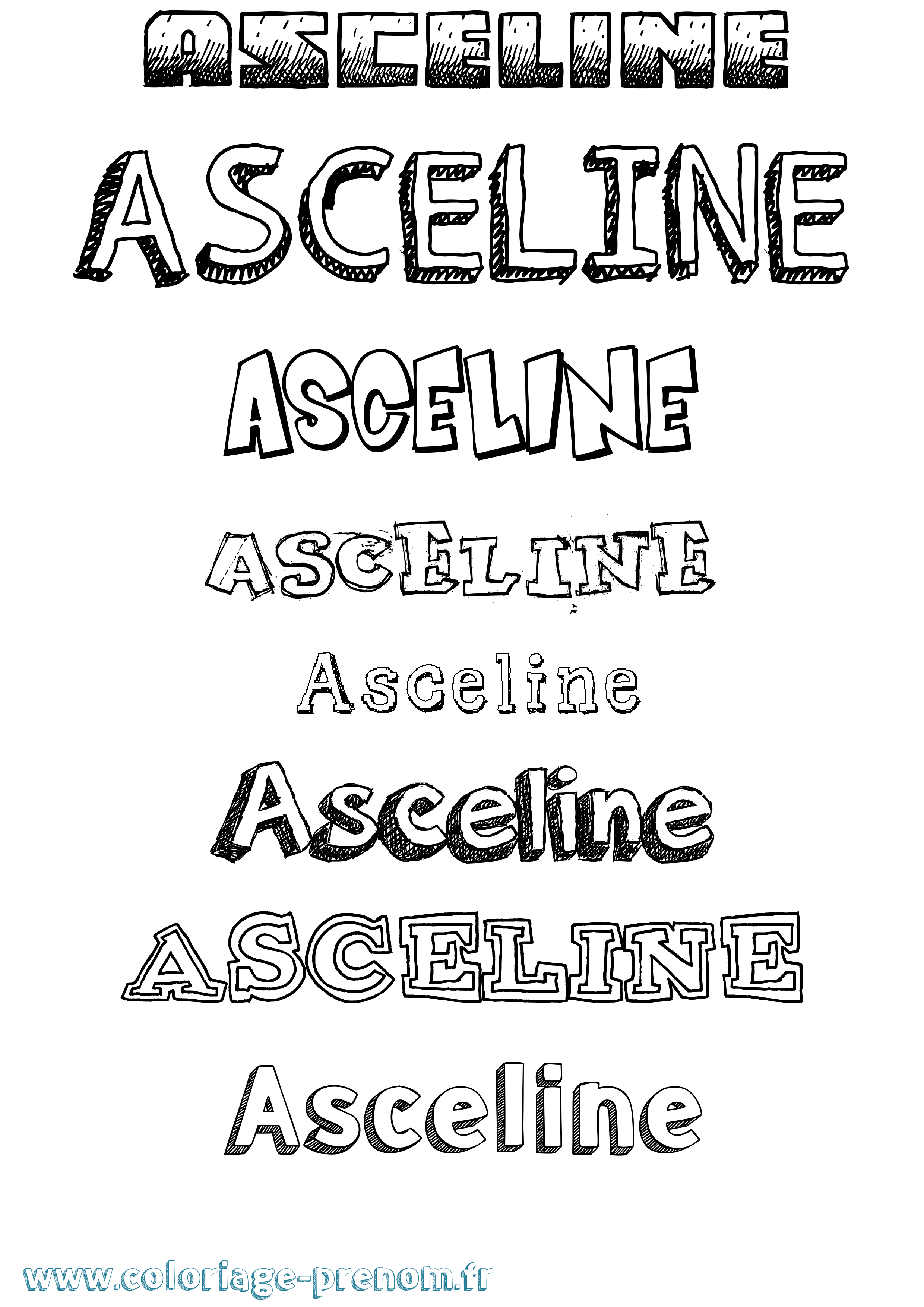 Coloriage prénom Asceline Dessiné