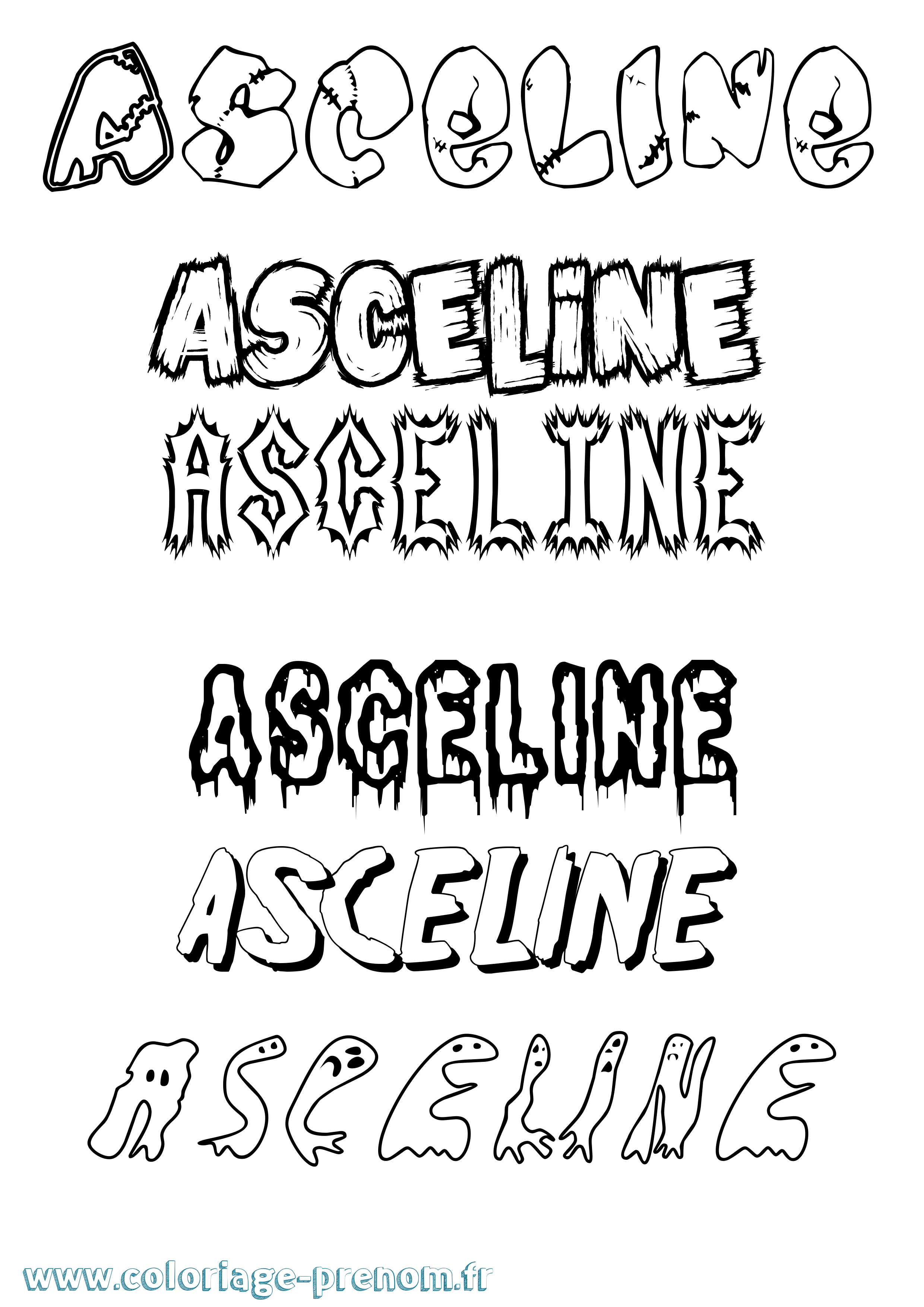 Coloriage prénom Asceline Frisson