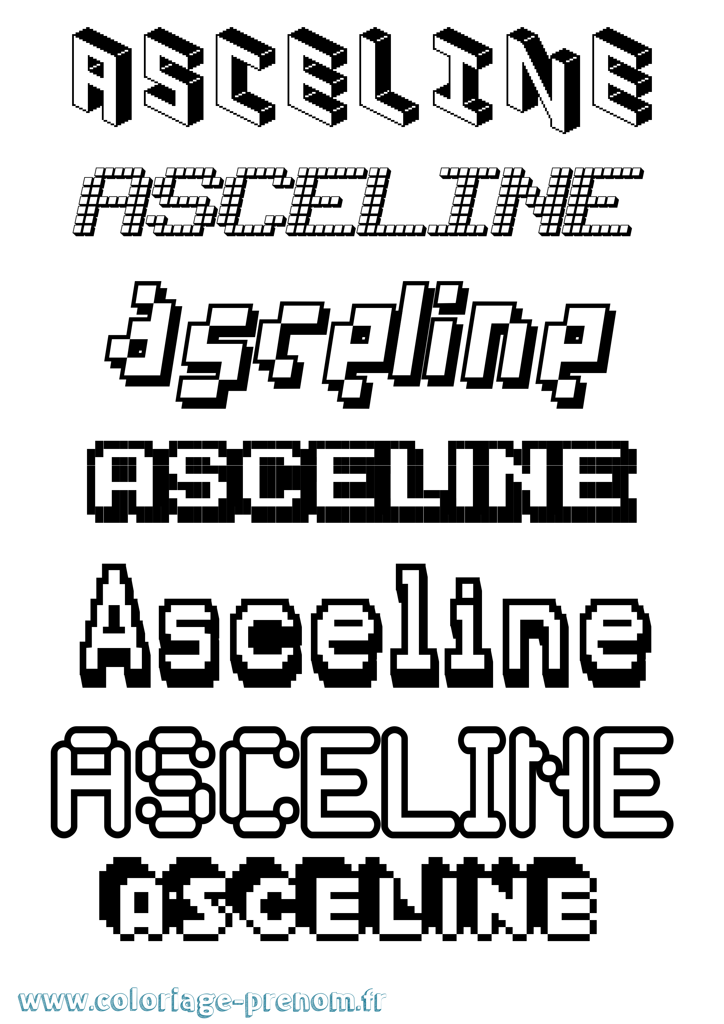 Coloriage prénom Asceline Pixel