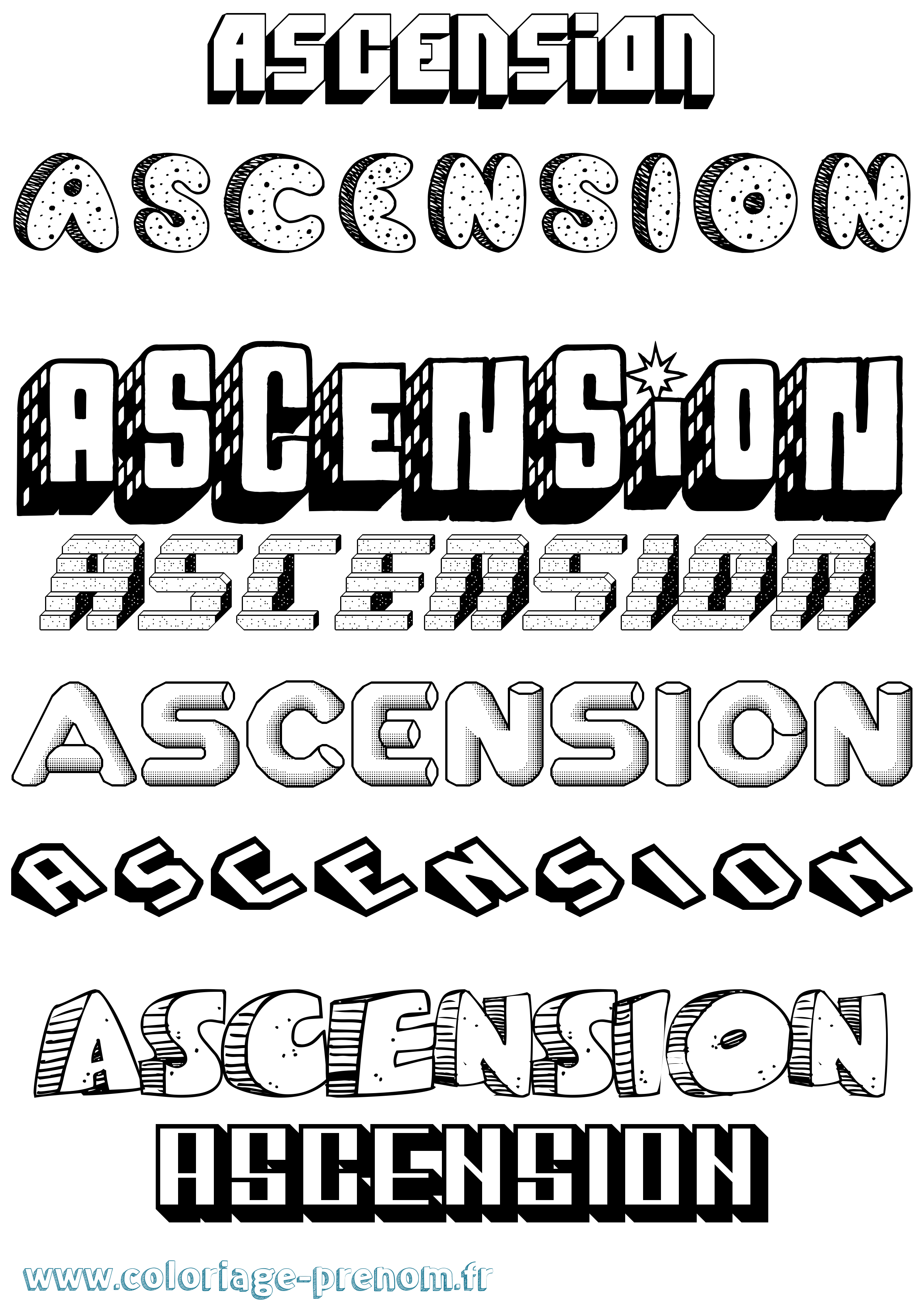 Coloriage prénom Ascension Effet 3D