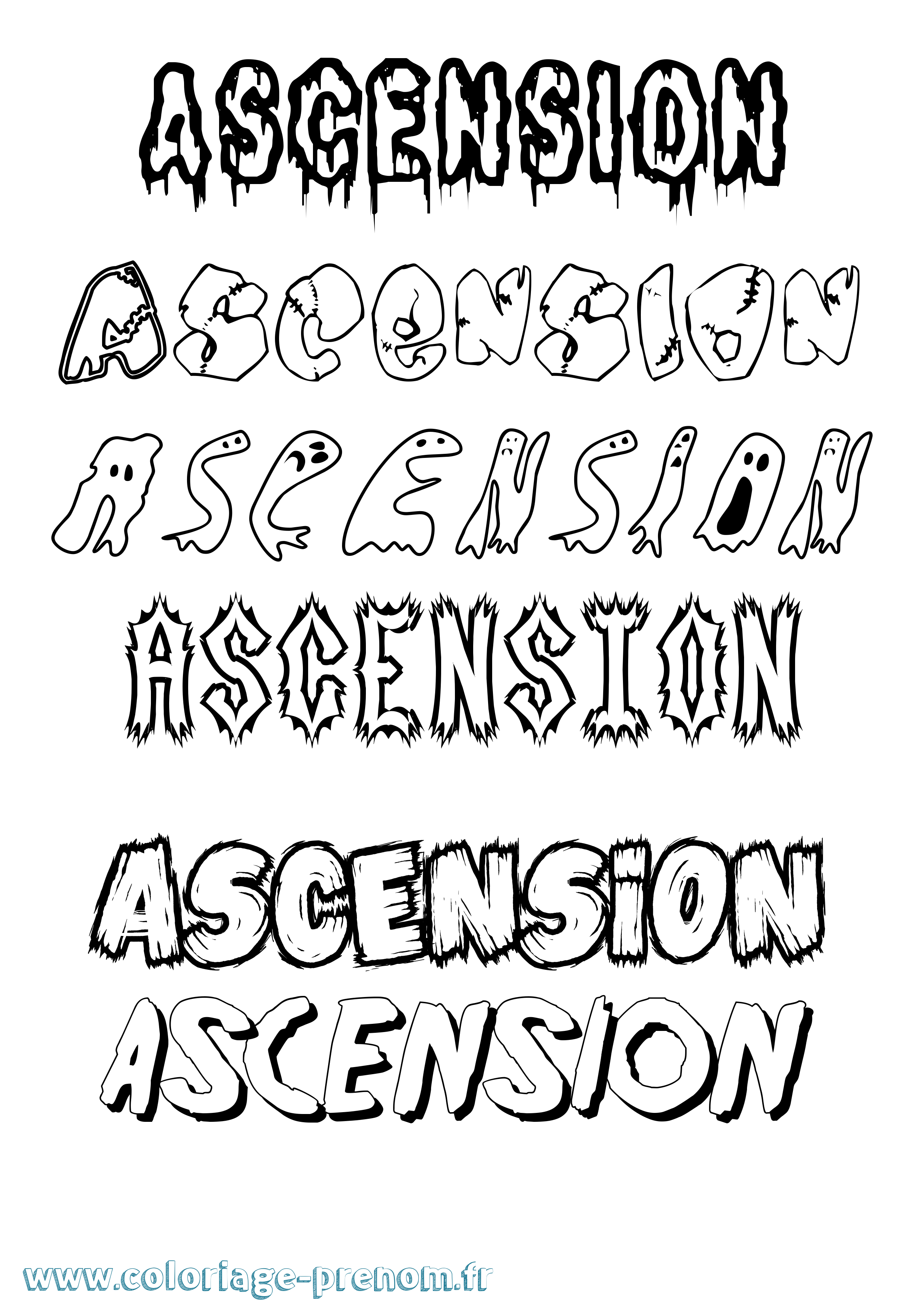 Coloriage prénom Ascension Frisson