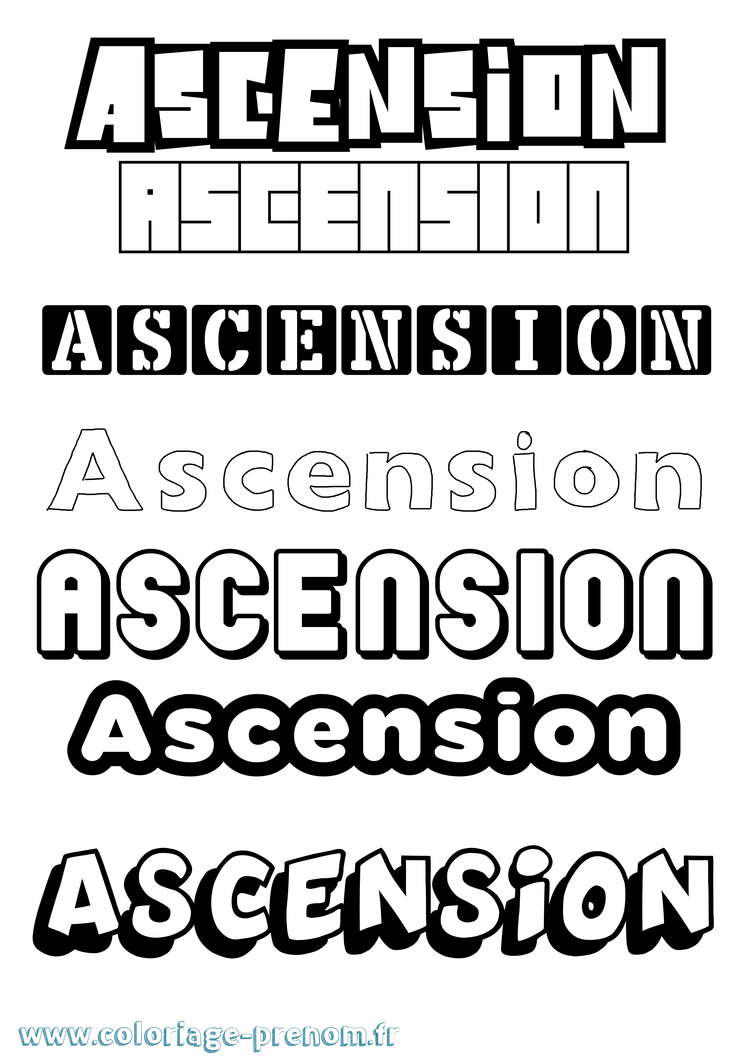 Coloriage prénom Ascension Simple