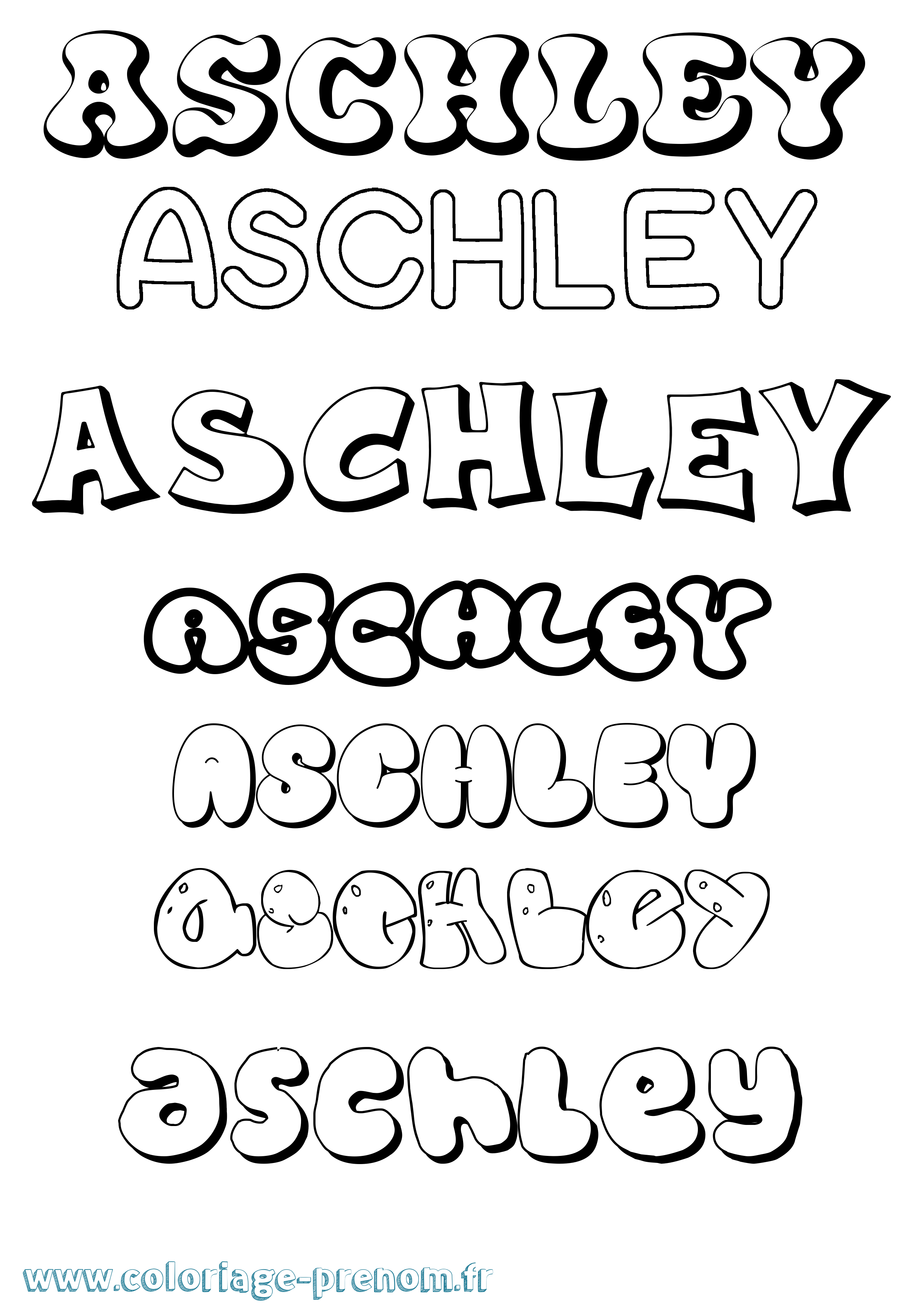 Coloriage prénom Aschley Bubble