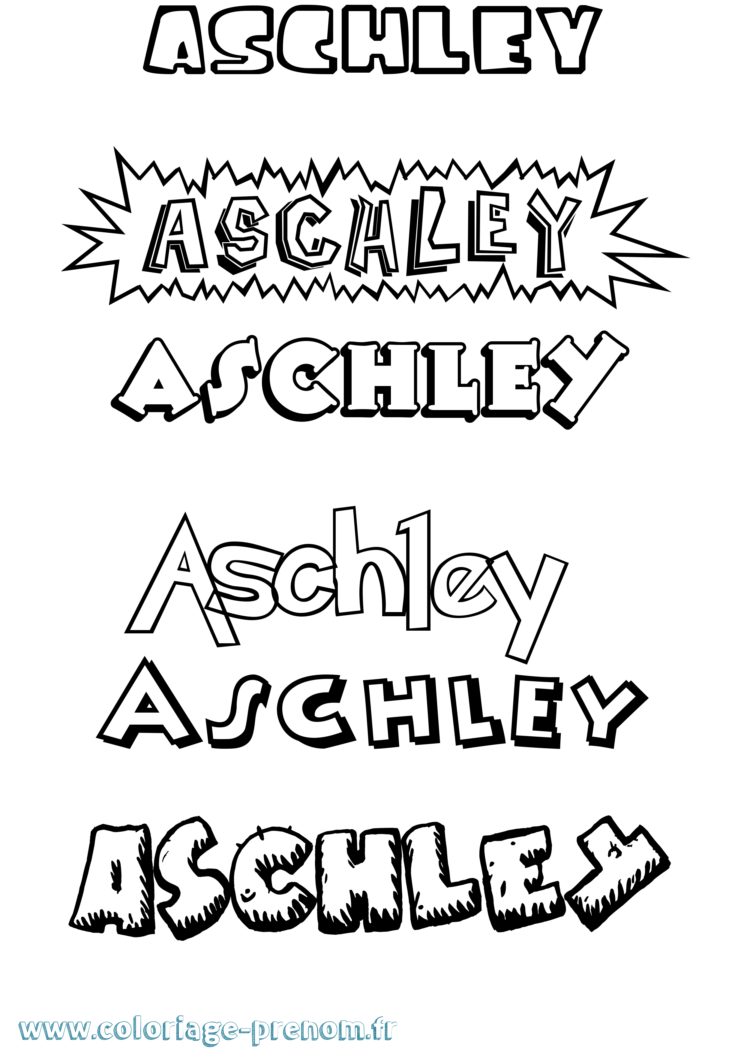 Coloriage prénom Aschley Dessin Animé