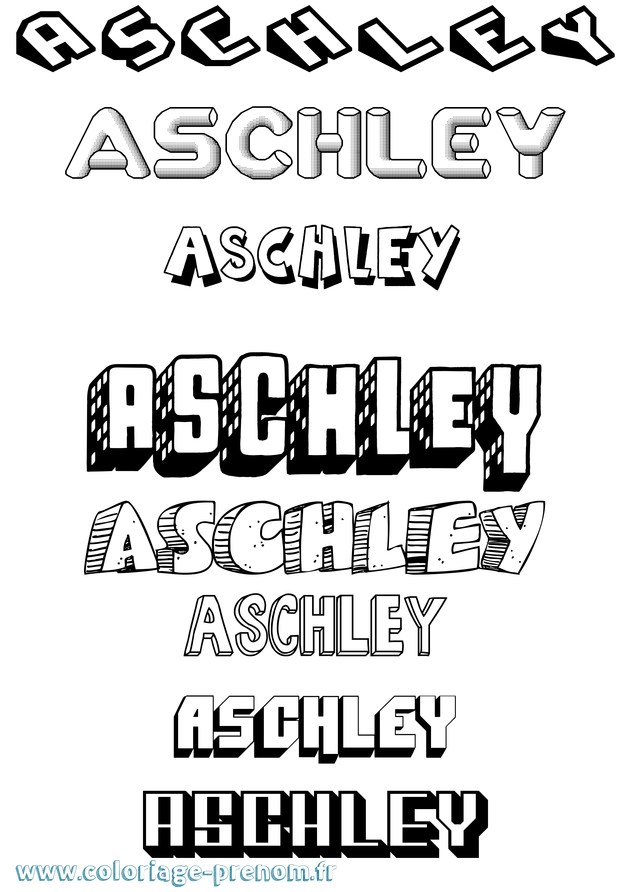 Coloriage prénom Aschley Effet 3D