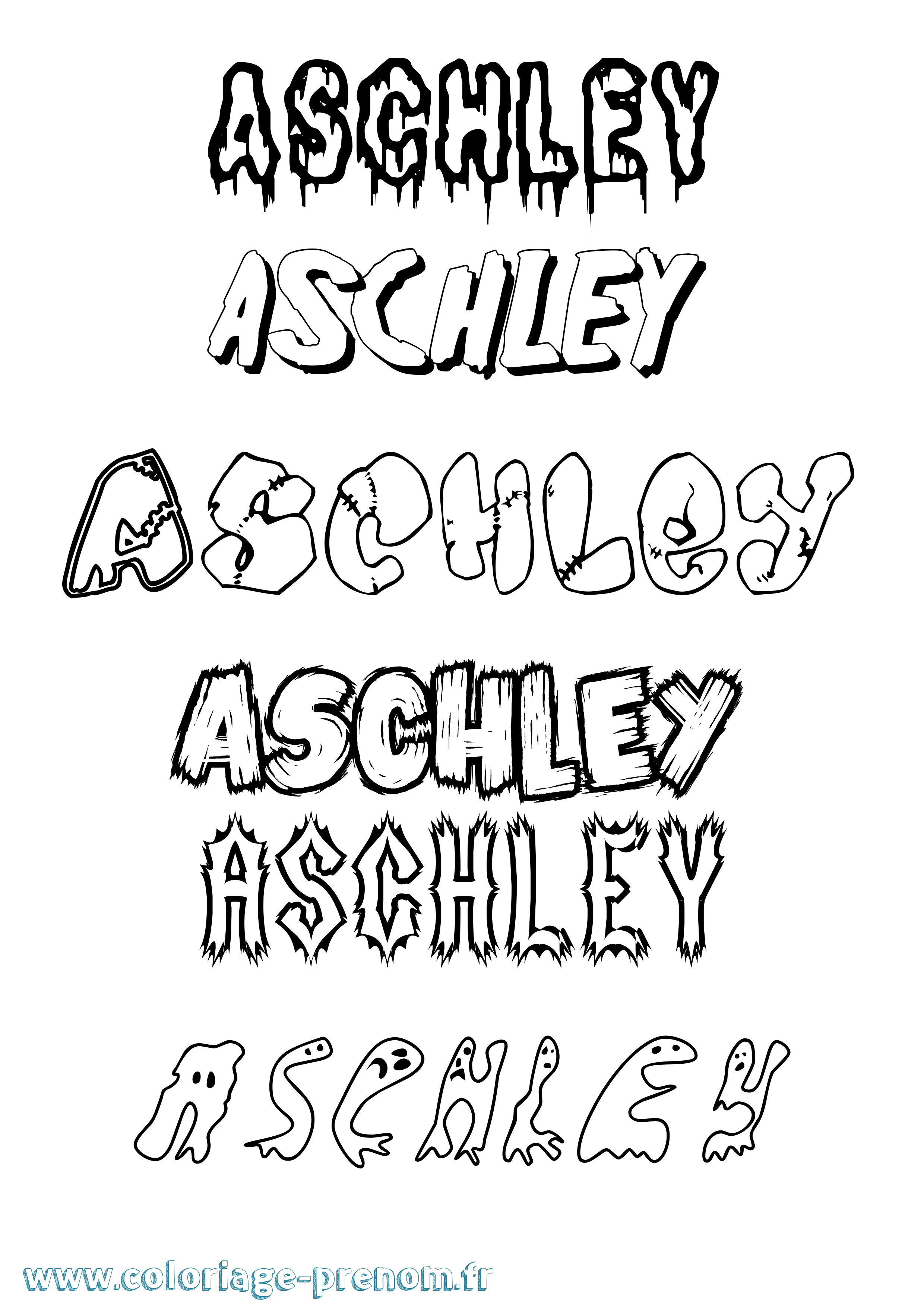 Coloriage Aschley Frisson Coloriage prénom Aschley Frisson