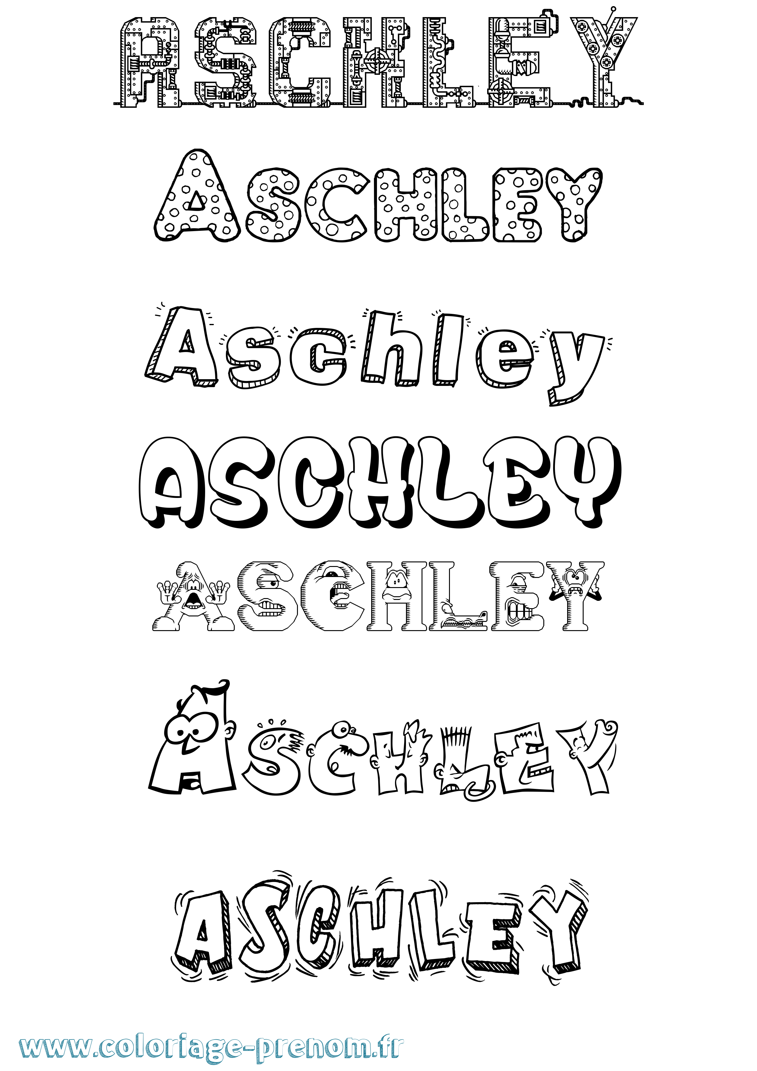 Coloriage prénom Aschley Fun