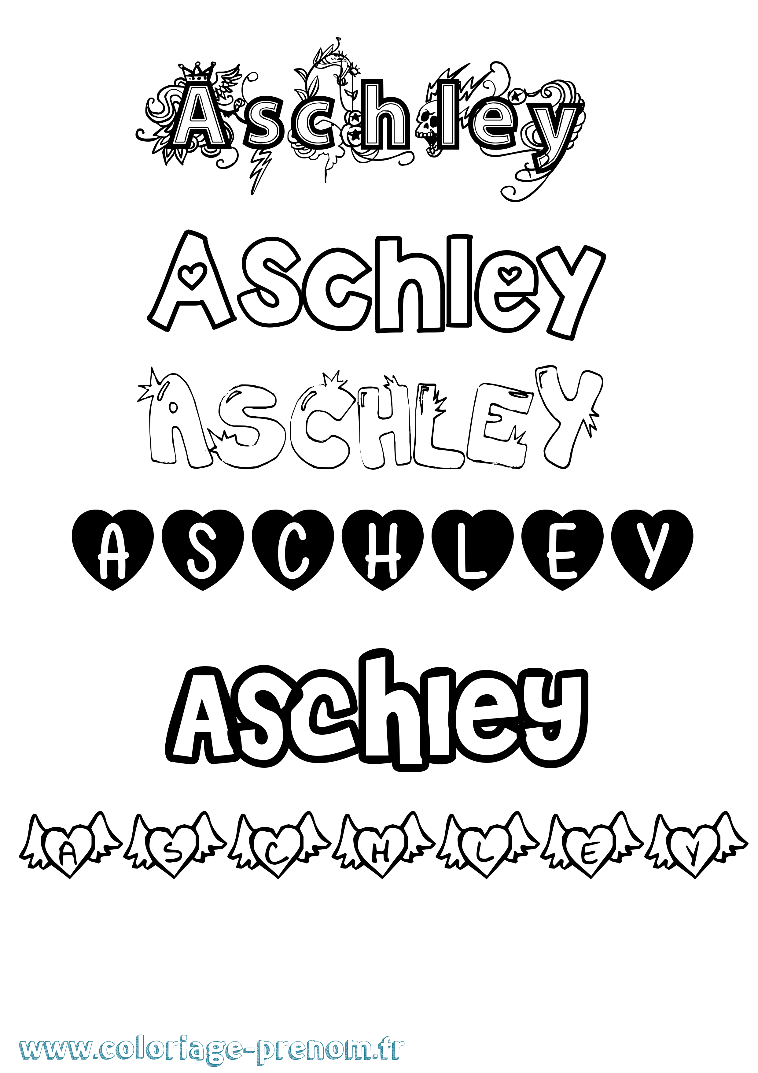 Coloriage prénom Aschley Girly