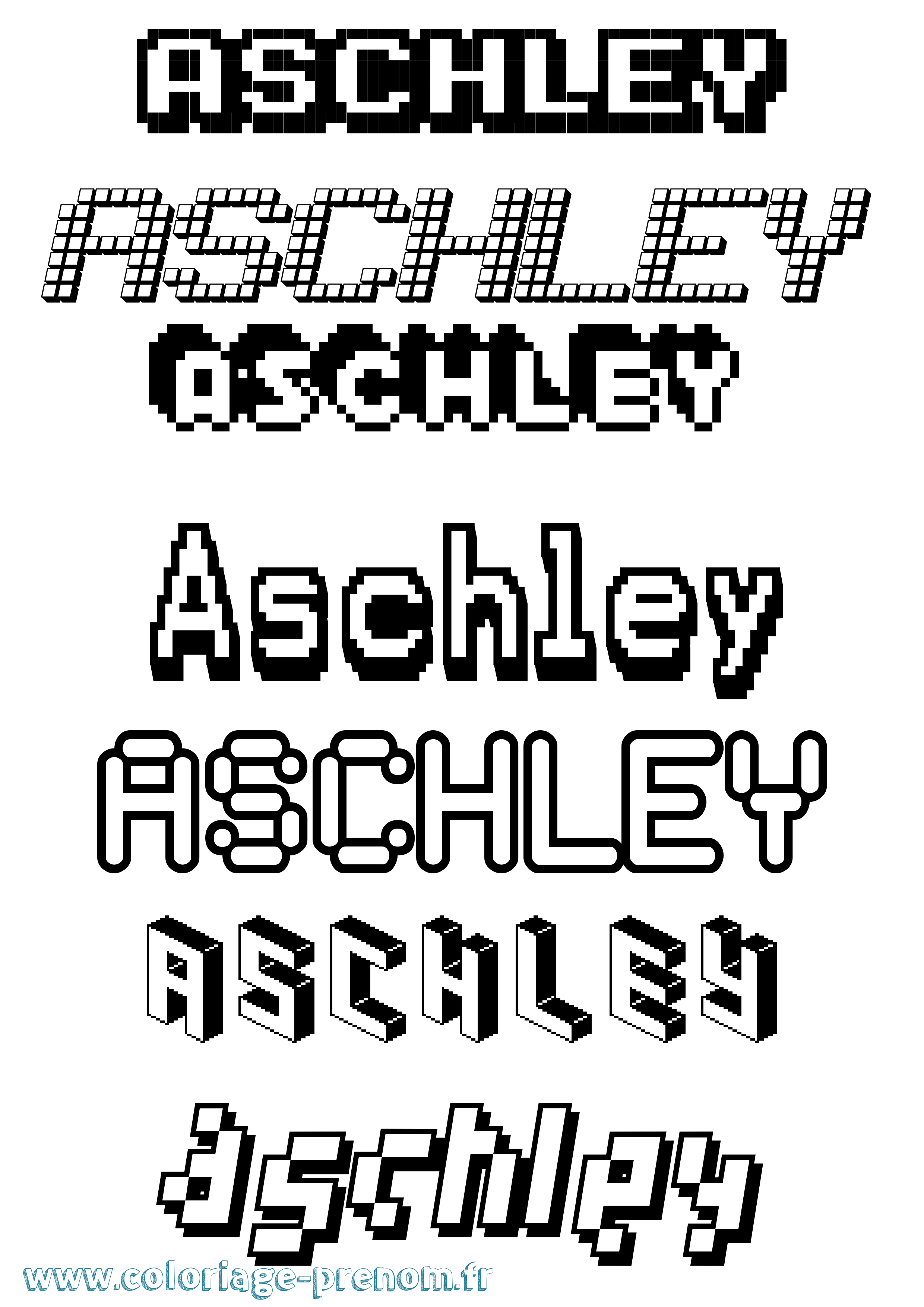 Coloriage prénom Aschley Pixel