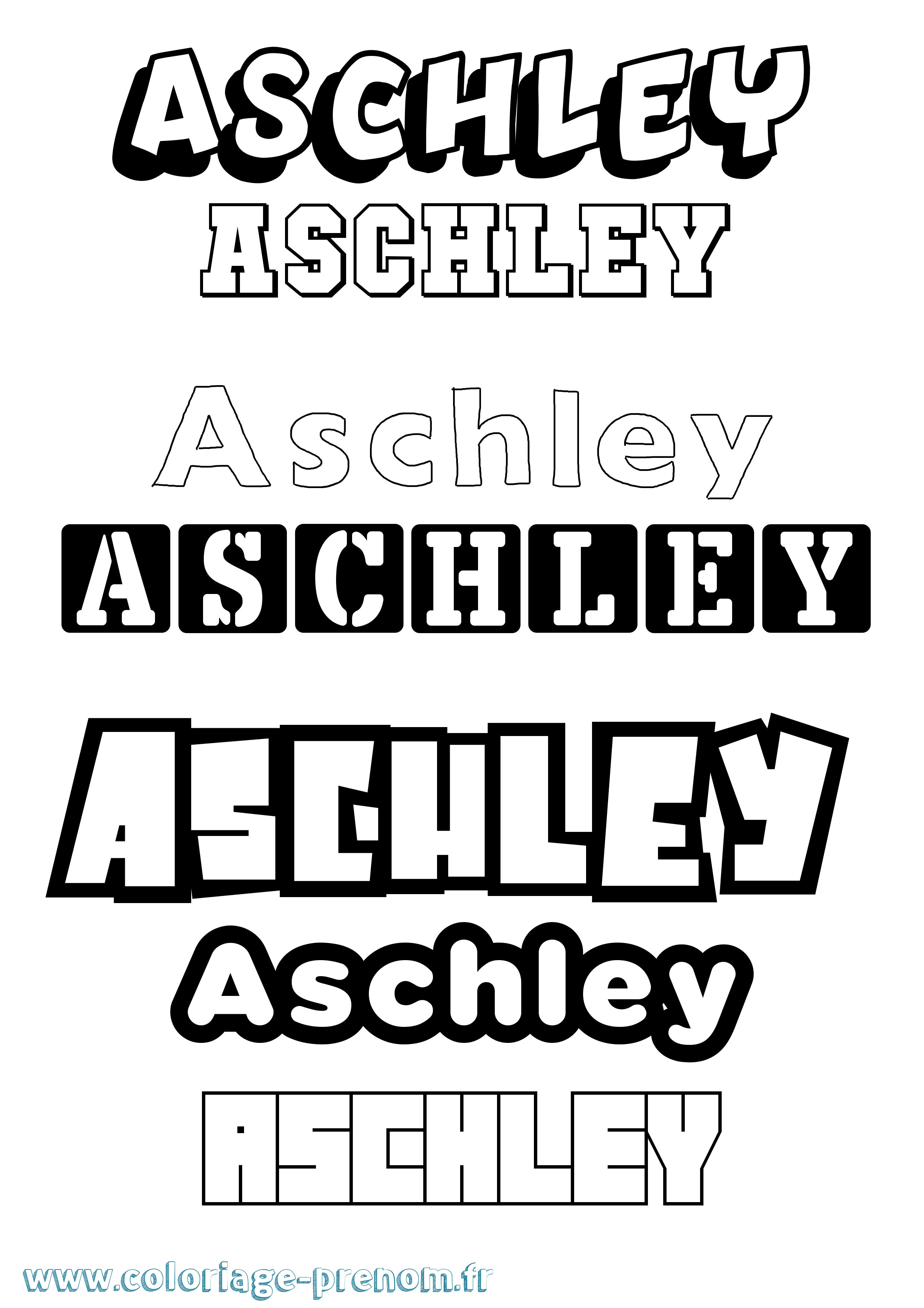 Coloriage prénom Aschley Simple