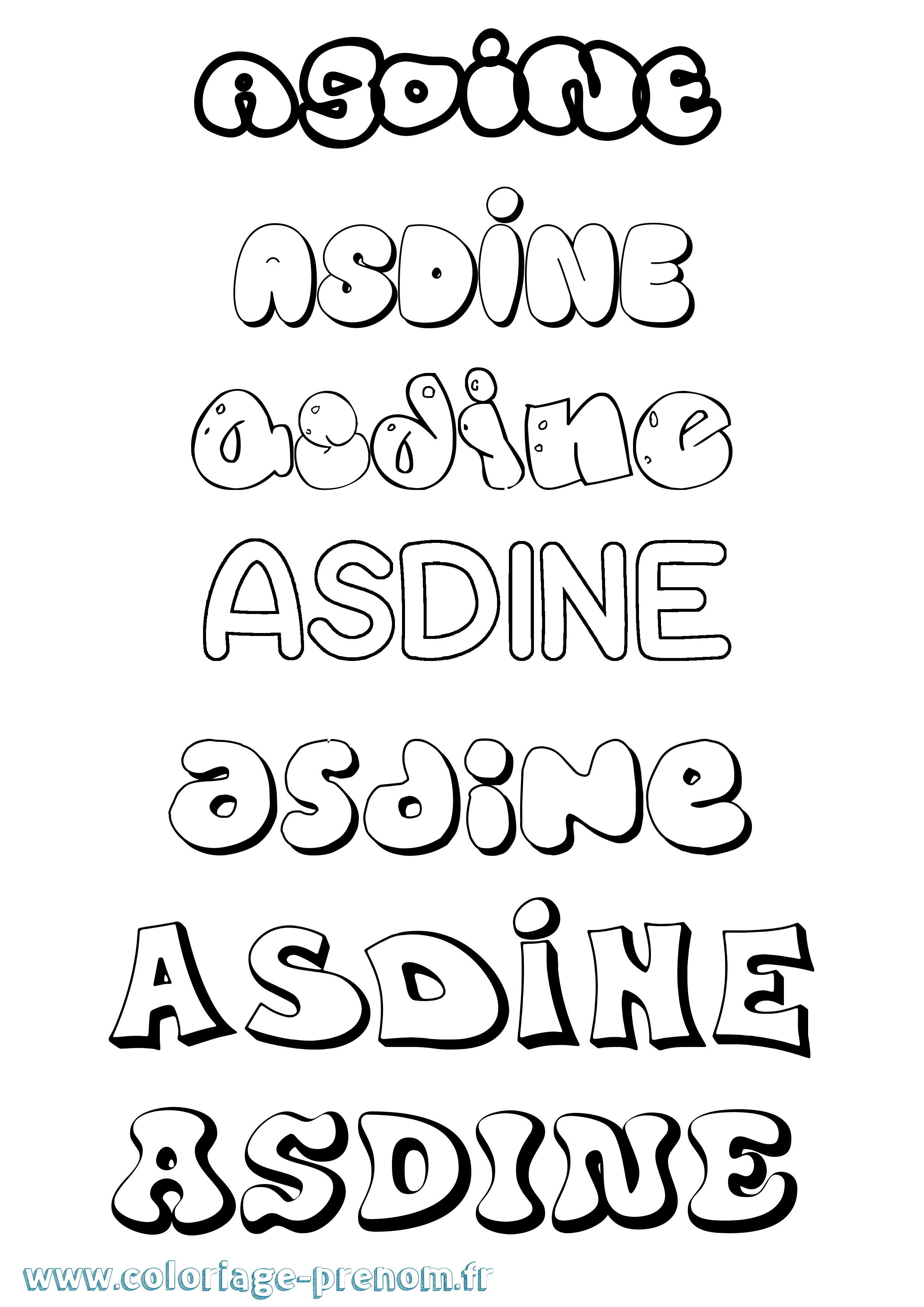 Coloriage Asdine Bubble Coloriage prénom Asdine Bubble