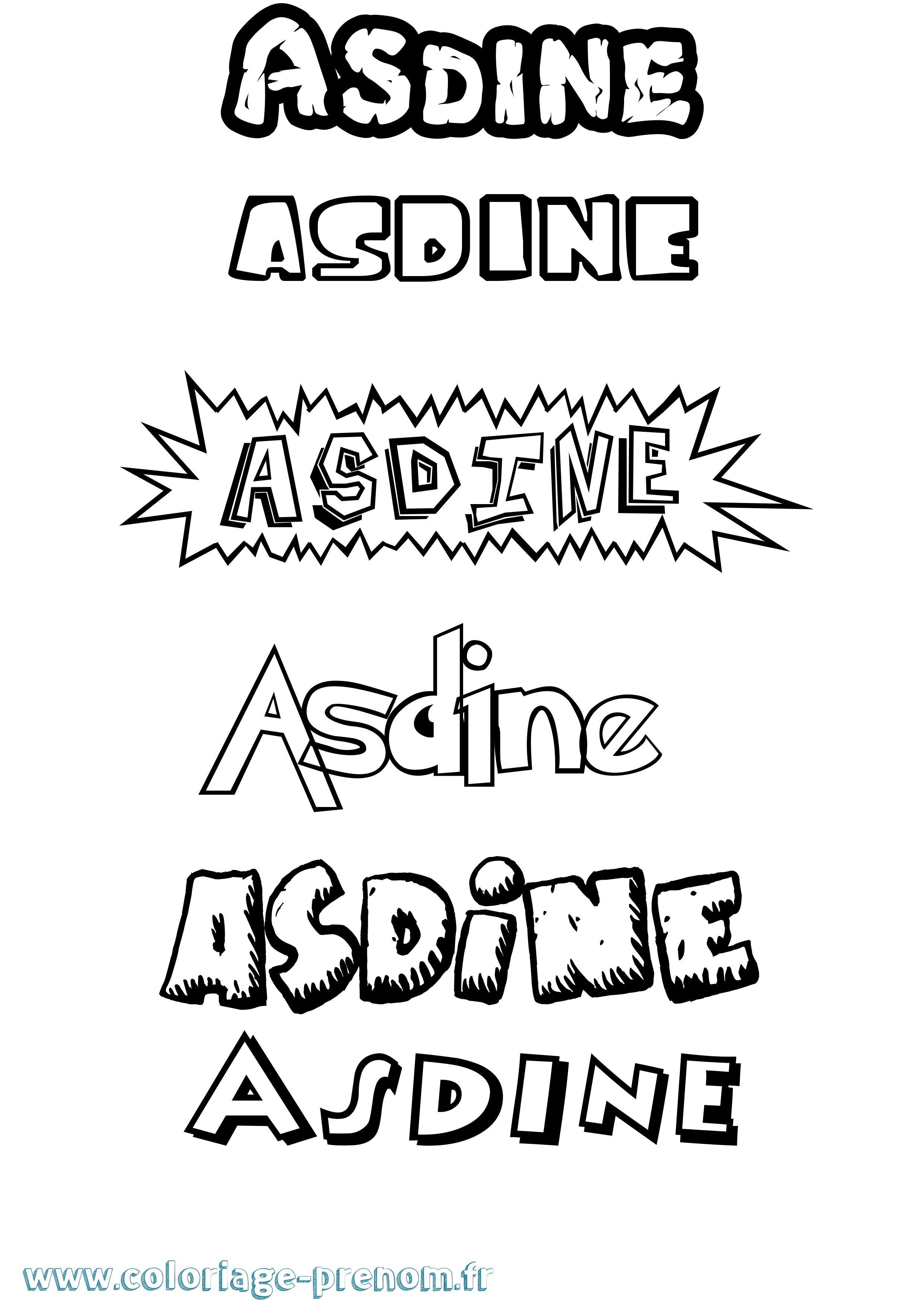 Coloriage prénom Asdine Dessin Animé