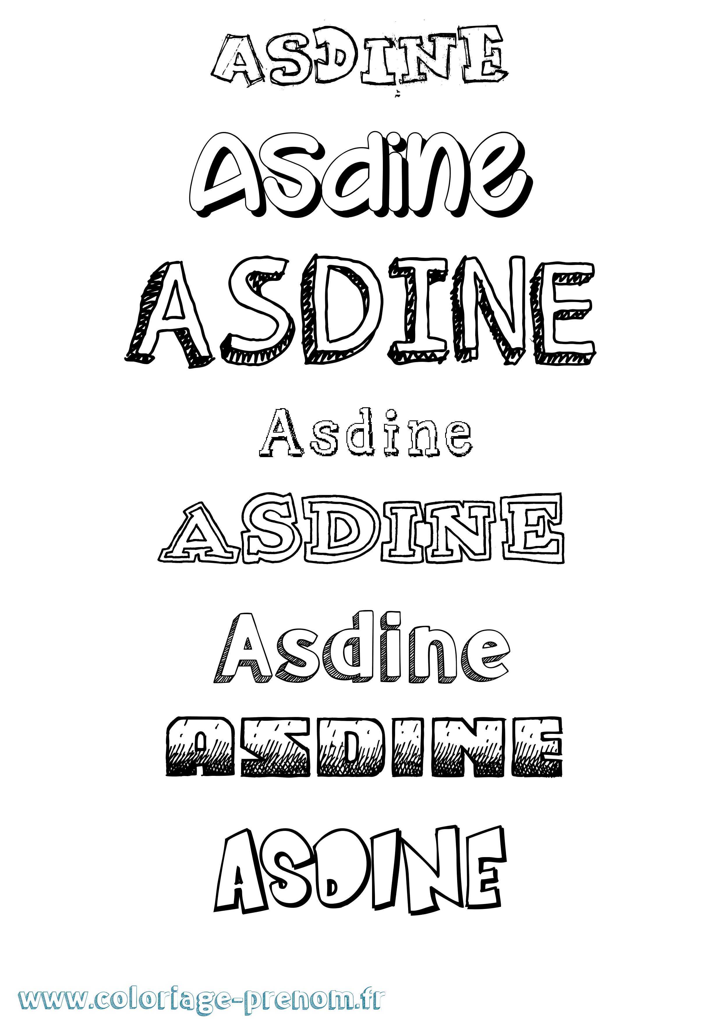 Coloriage Asdine Dessiné Coloriage prénom Asdine Dessiné