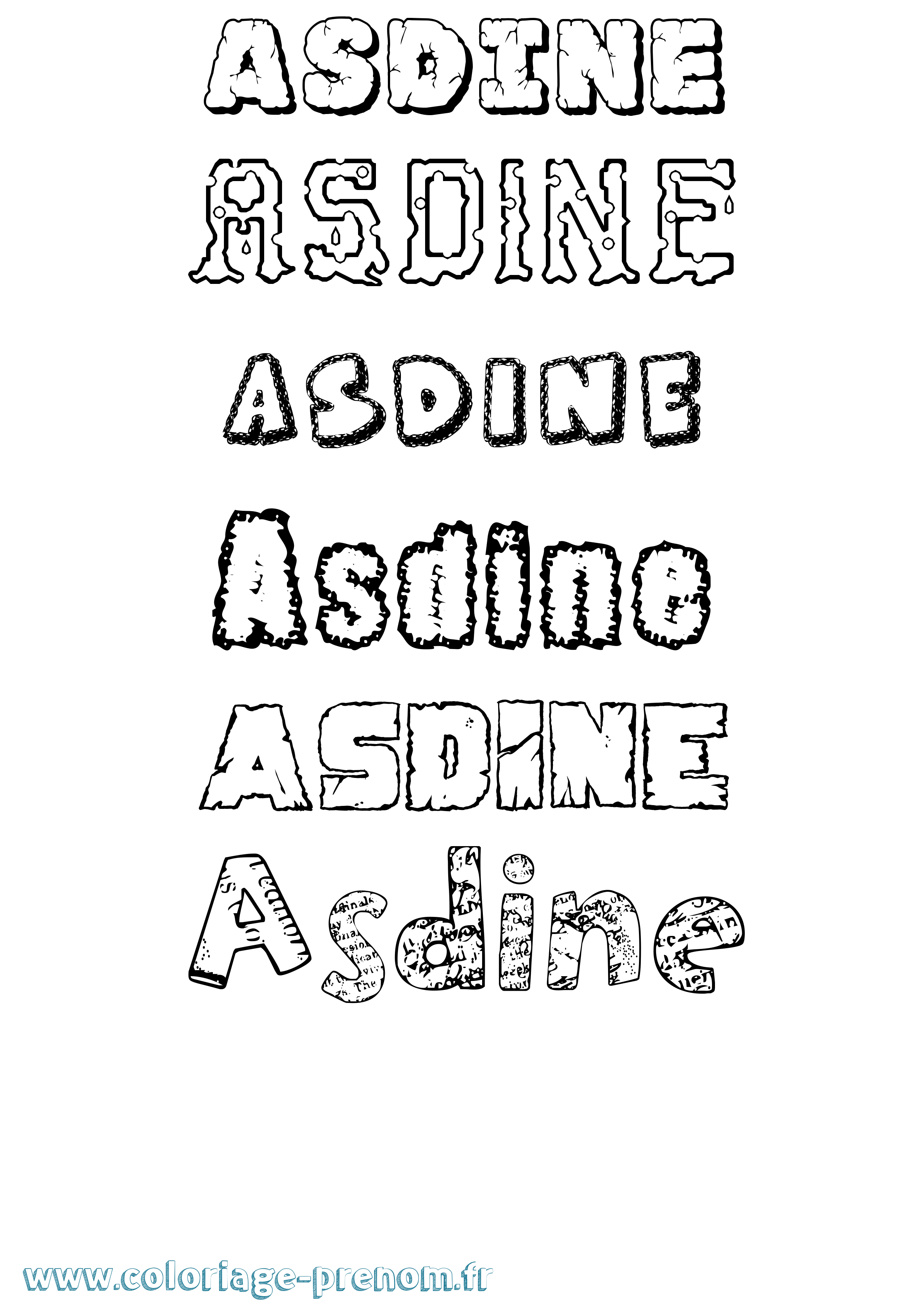 Coloriage prénom Asdine Destructuré