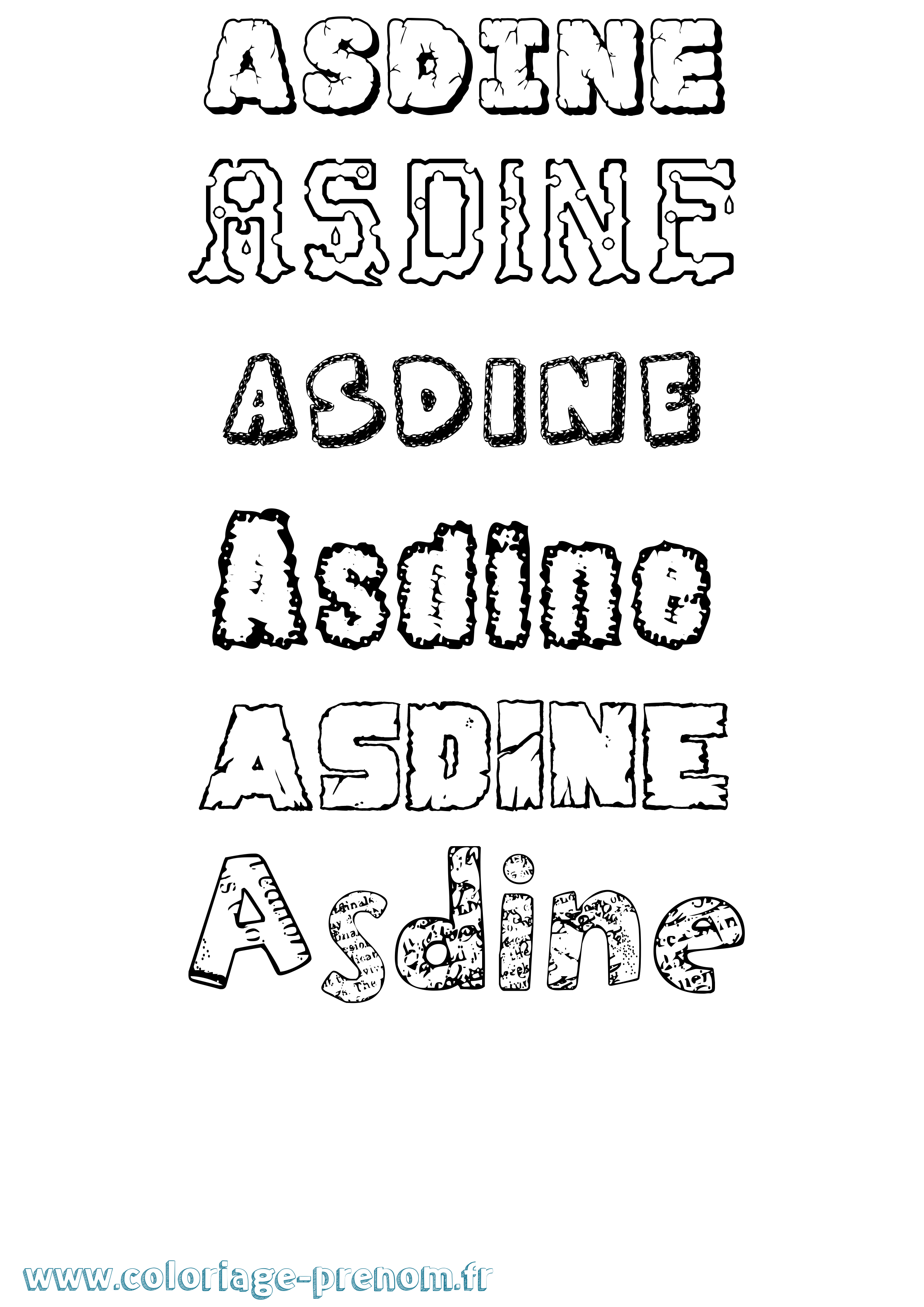 Coloriage Asdine Destructuré Coloriage prénom Asdine Destructuré