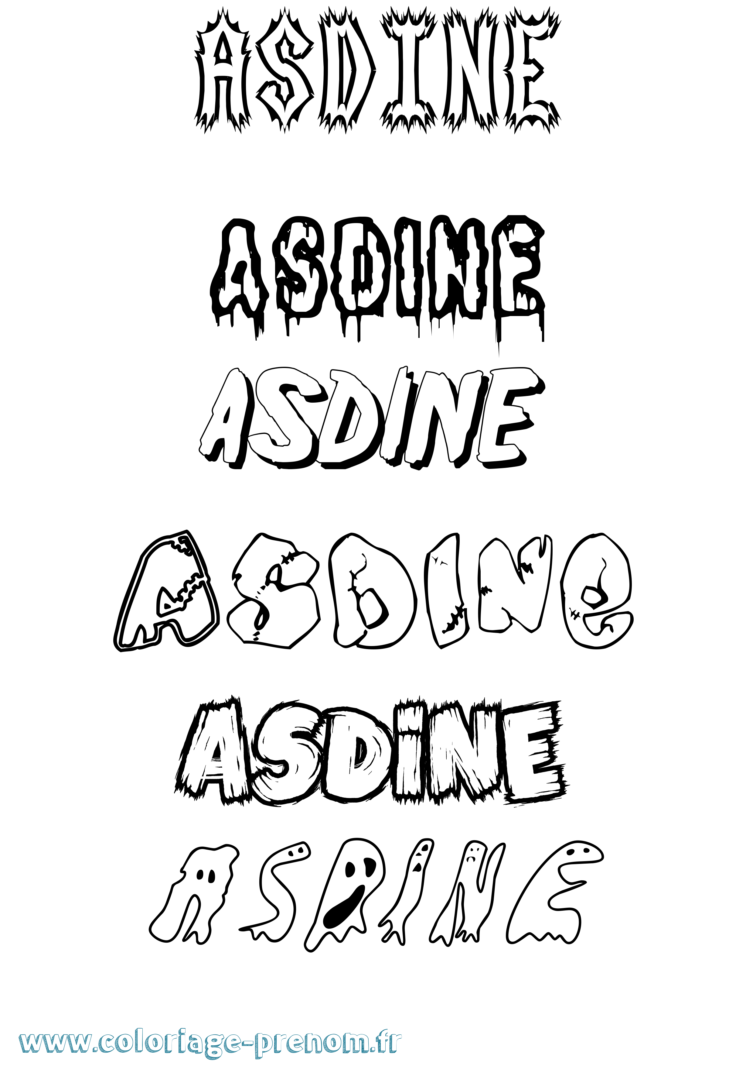 Coloriage prénom Asdine Frisson