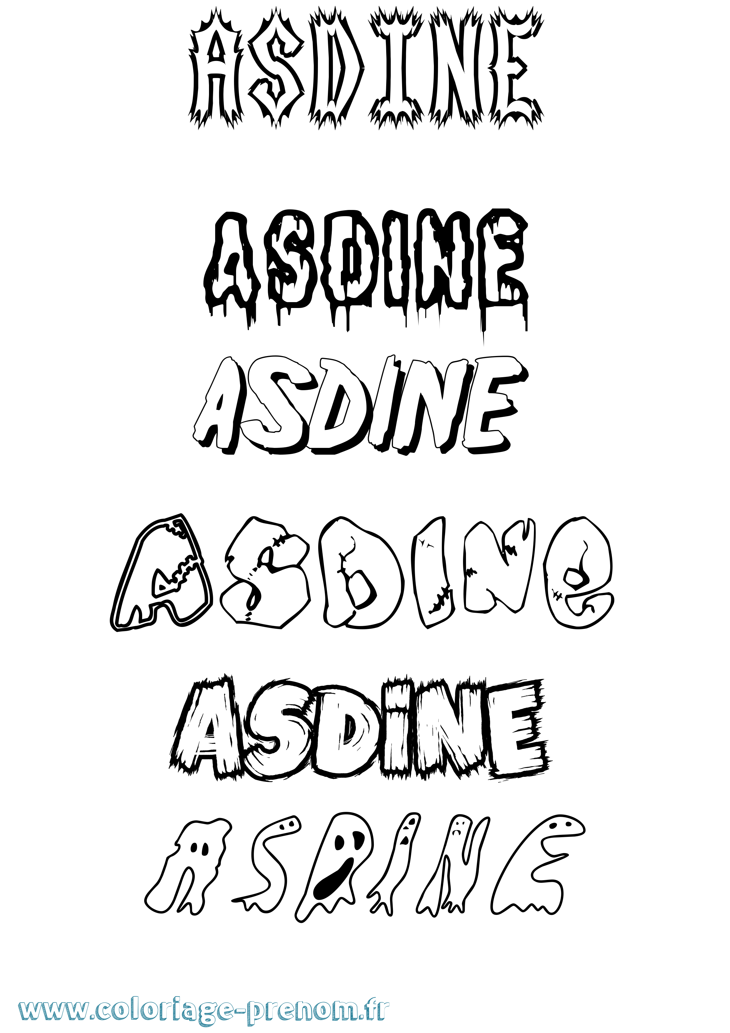 Coloriage Asdine Frisson Coloriage prénom Asdine Frisson
