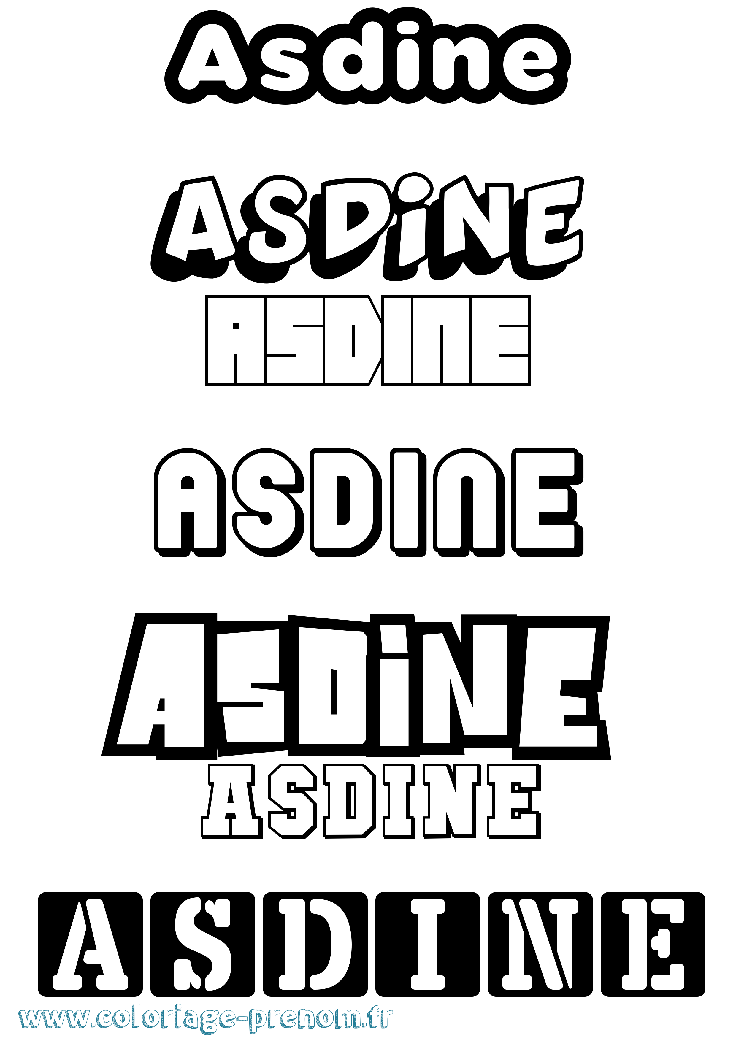 Coloriage prénom Asdine Simple