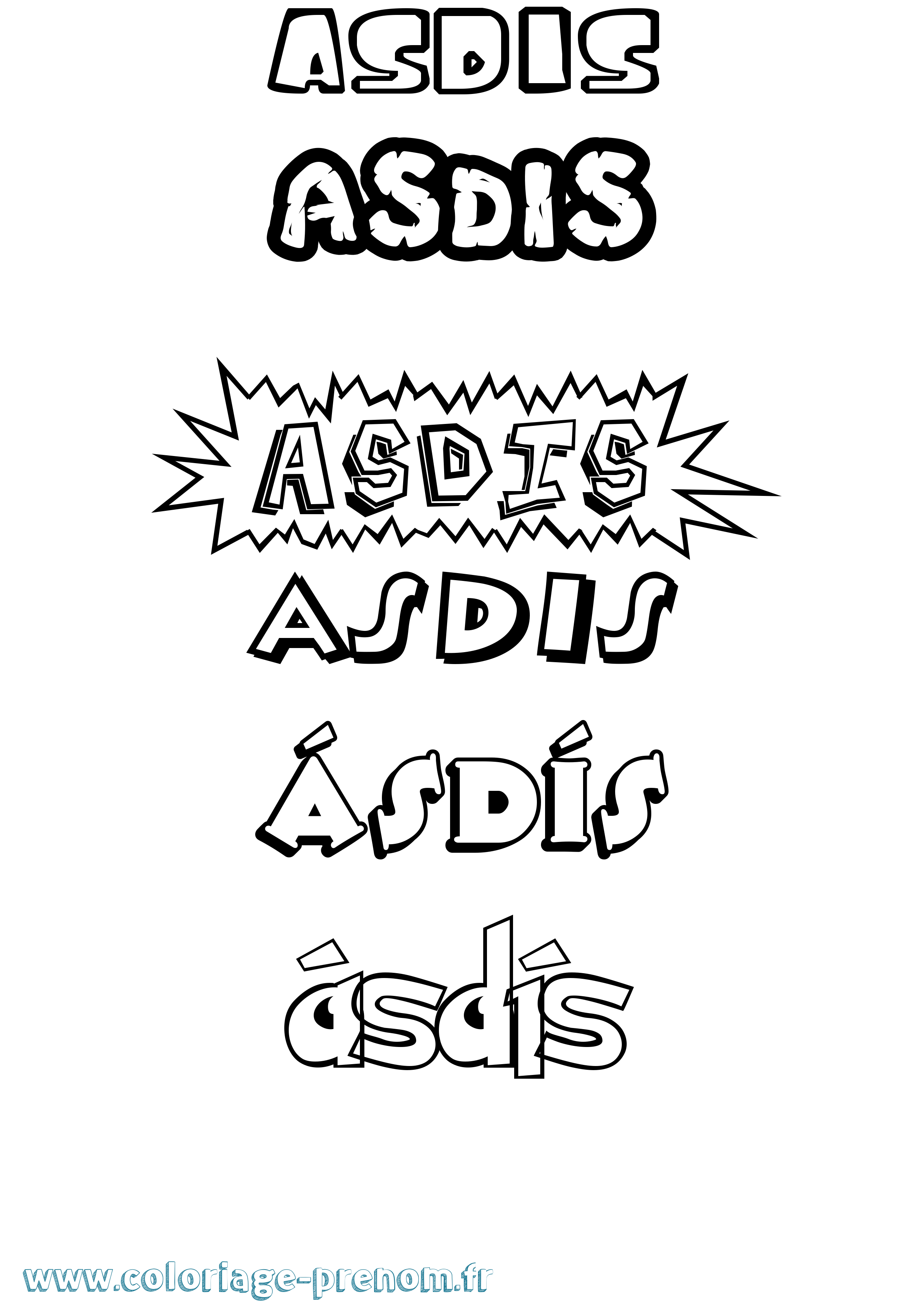 Coloriage Ásdís Dessin Animé Coloriage prénom Ásdís Dessin Animé