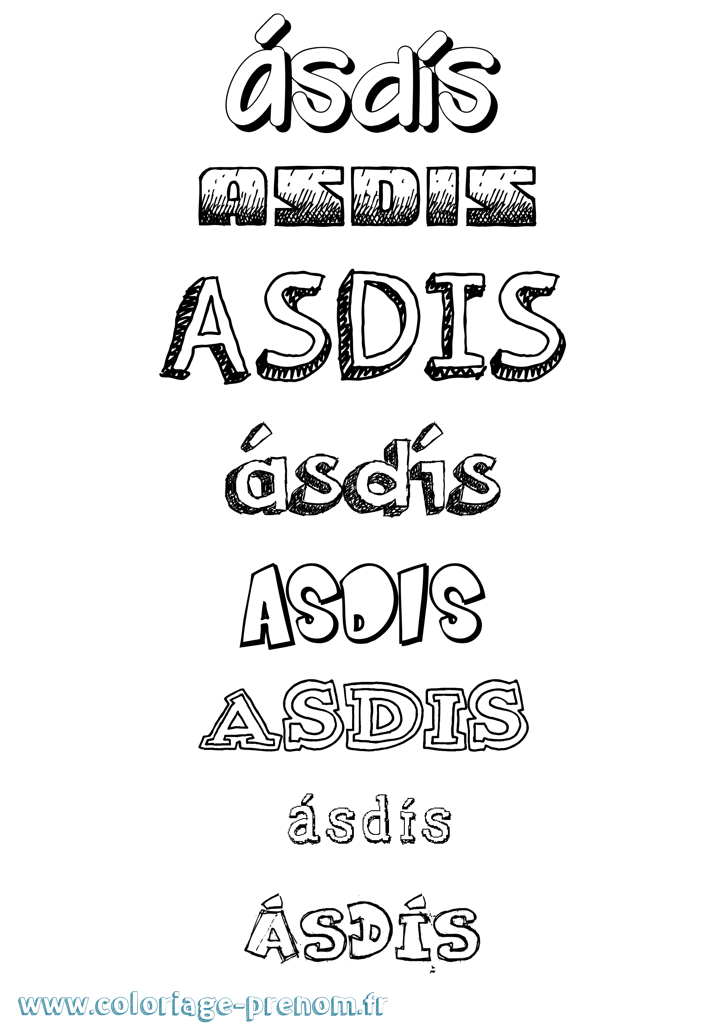 Coloriage Ásdís Dessiné Coloriage prénom Ásdís Dessiné