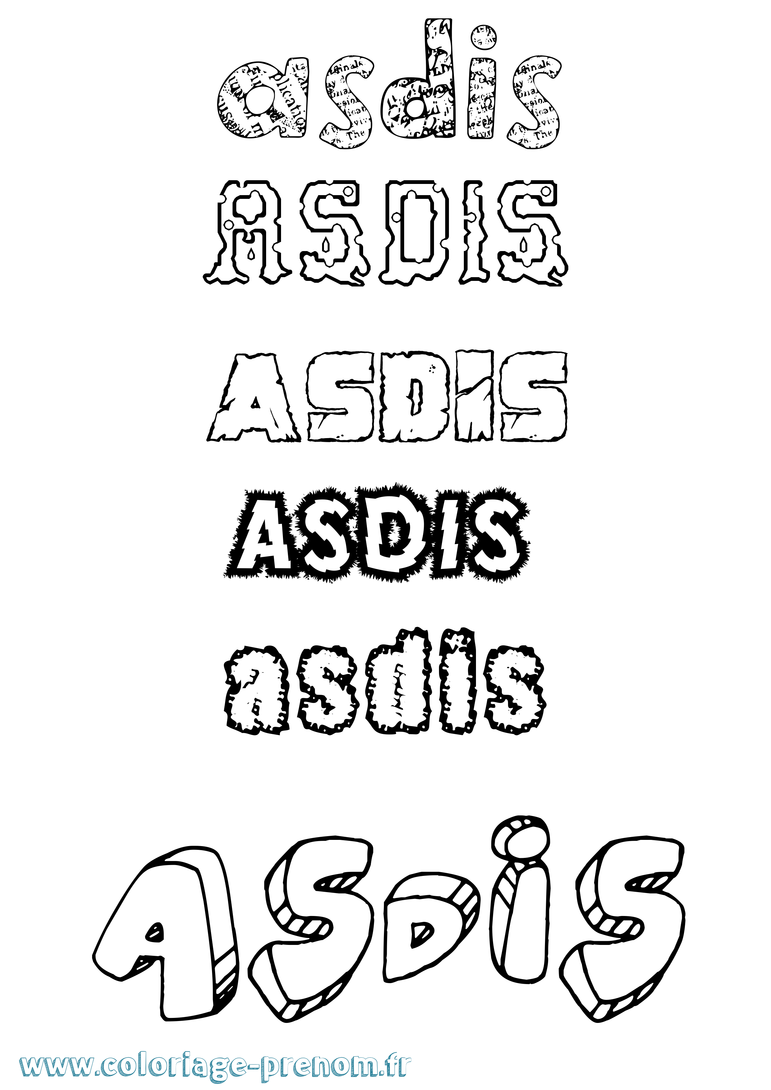 Coloriage Ásdís Destructuré Coloriage prénom Ásdís Destructuré