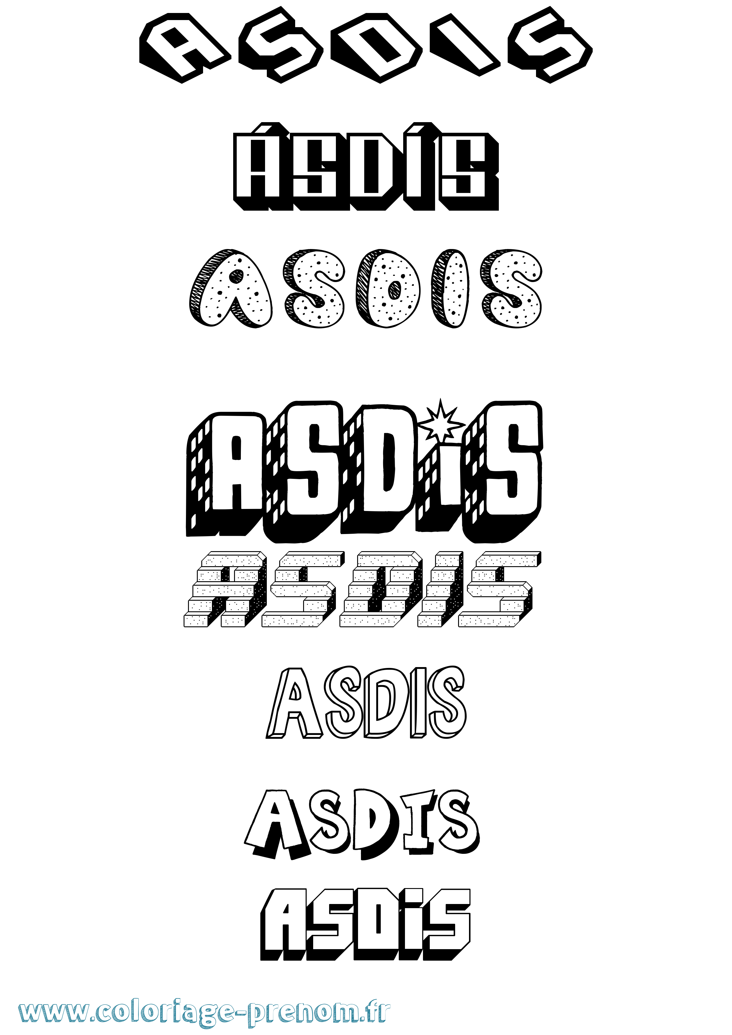 Coloriage Ásdís Effet 3D Coloriage prénom Ásdís Effet 3D