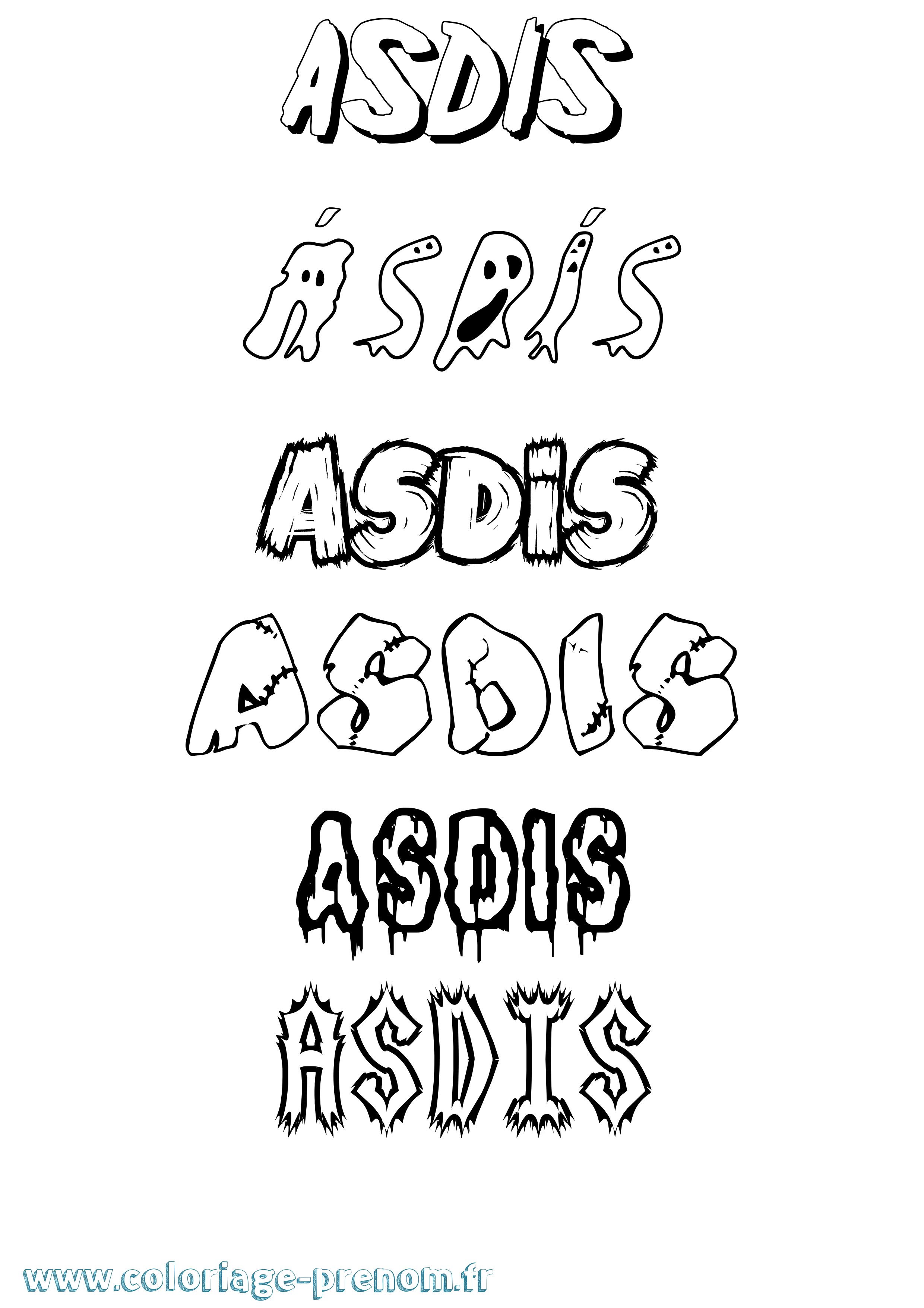Coloriage Ásdís Frisson Coloriage prénom Ásdís Frisson
