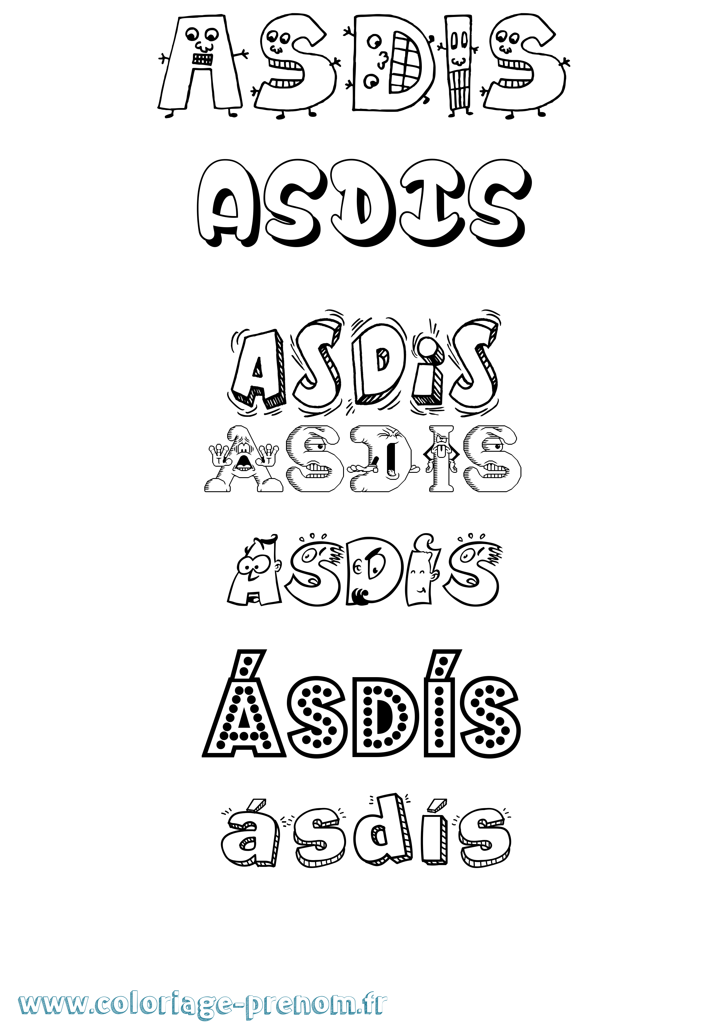 Coloriage Ásdís Fun Coloriage prénom Ásdís Fun