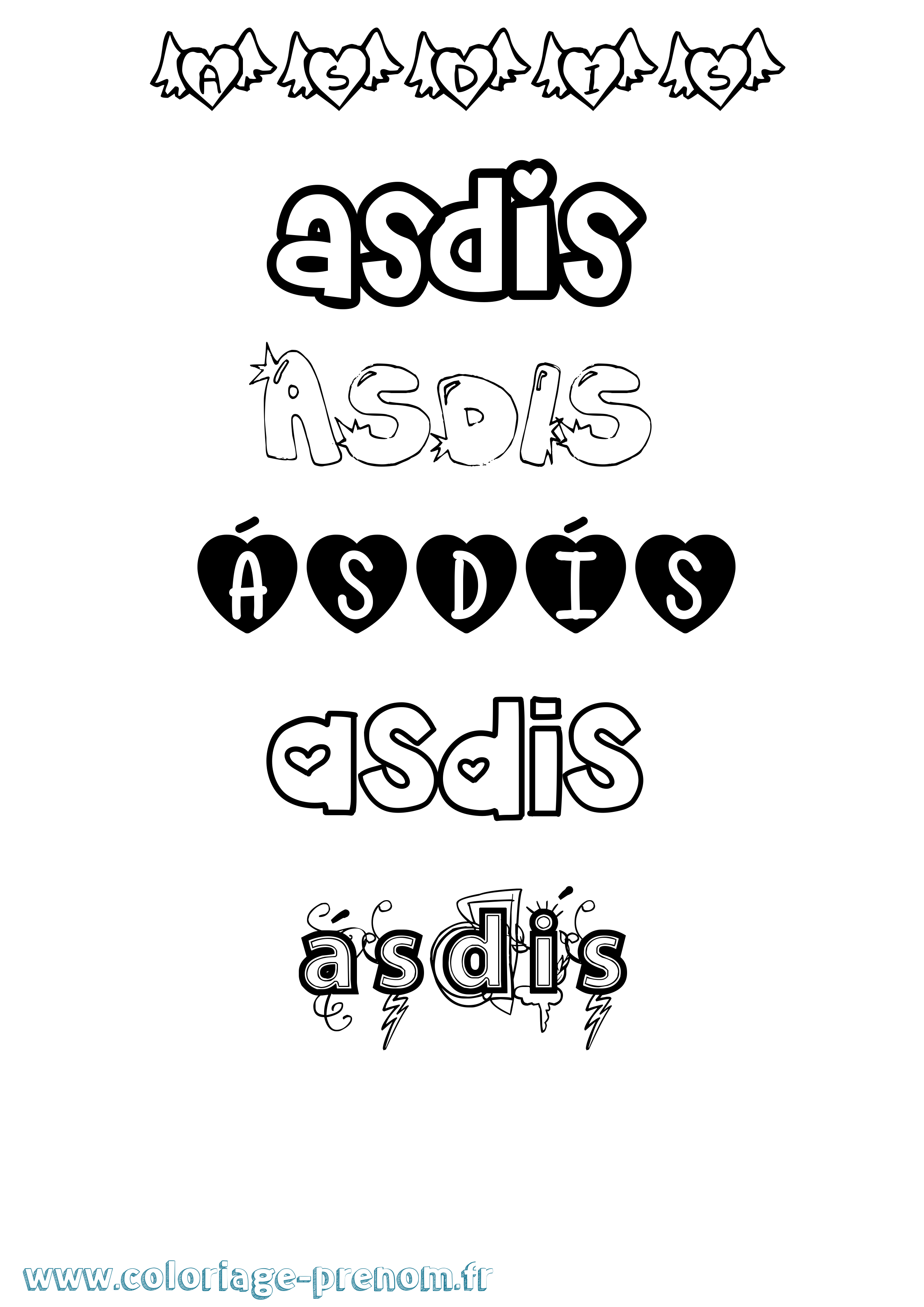 Coloriage Ásdís Girly Coloriage prénom Ásdís Girly