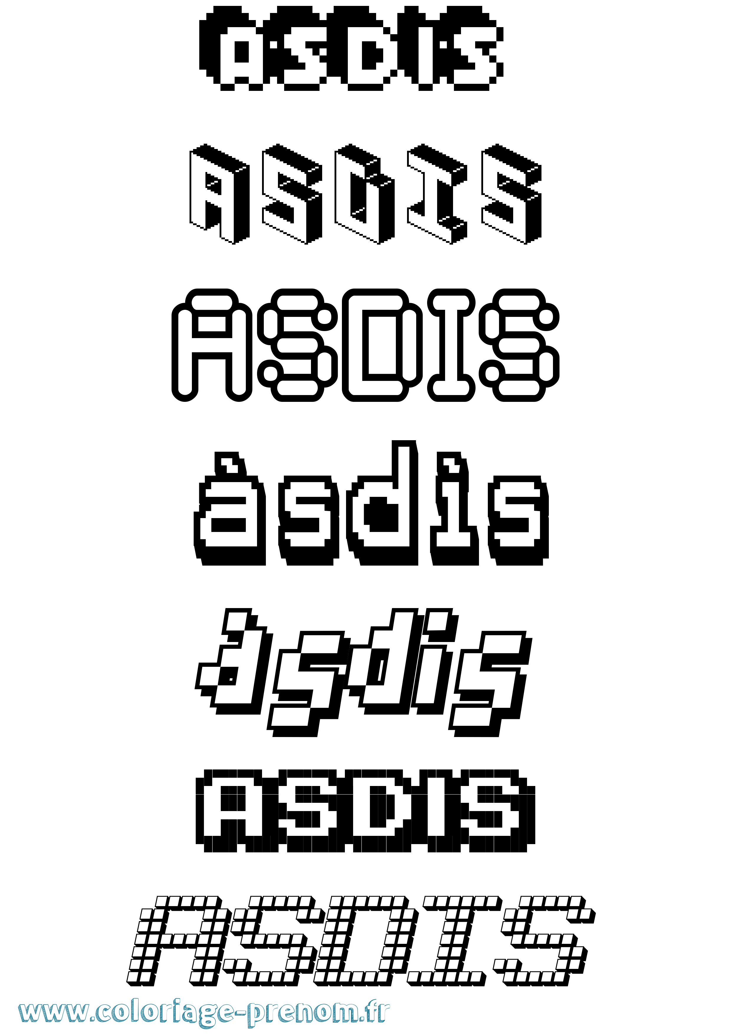 Coloriage Ásdís Pixel Coloriage prénom Ásdís Pixel