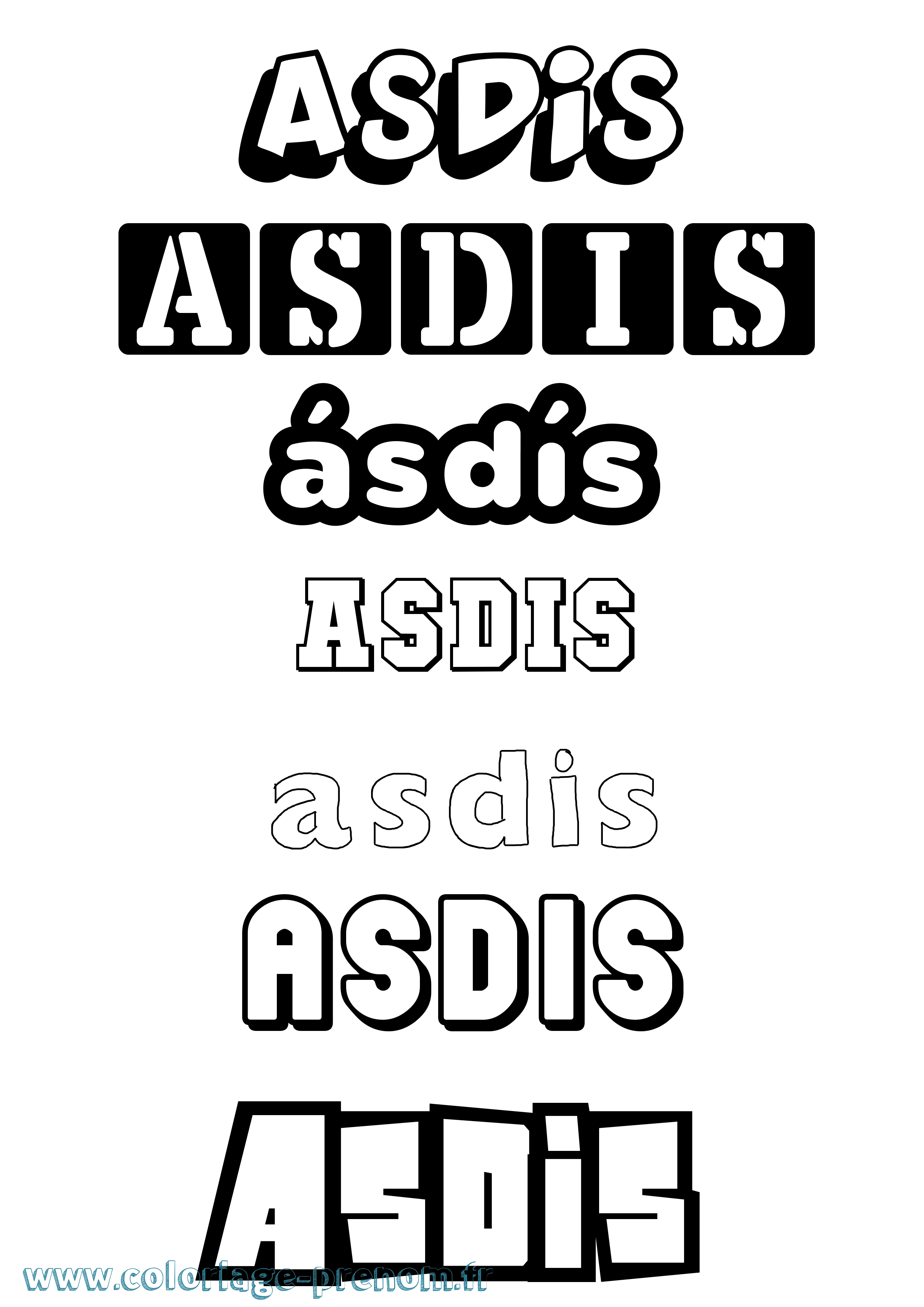 Coloriage Ásdís Simple Coloriage prénom Ásdís Simple