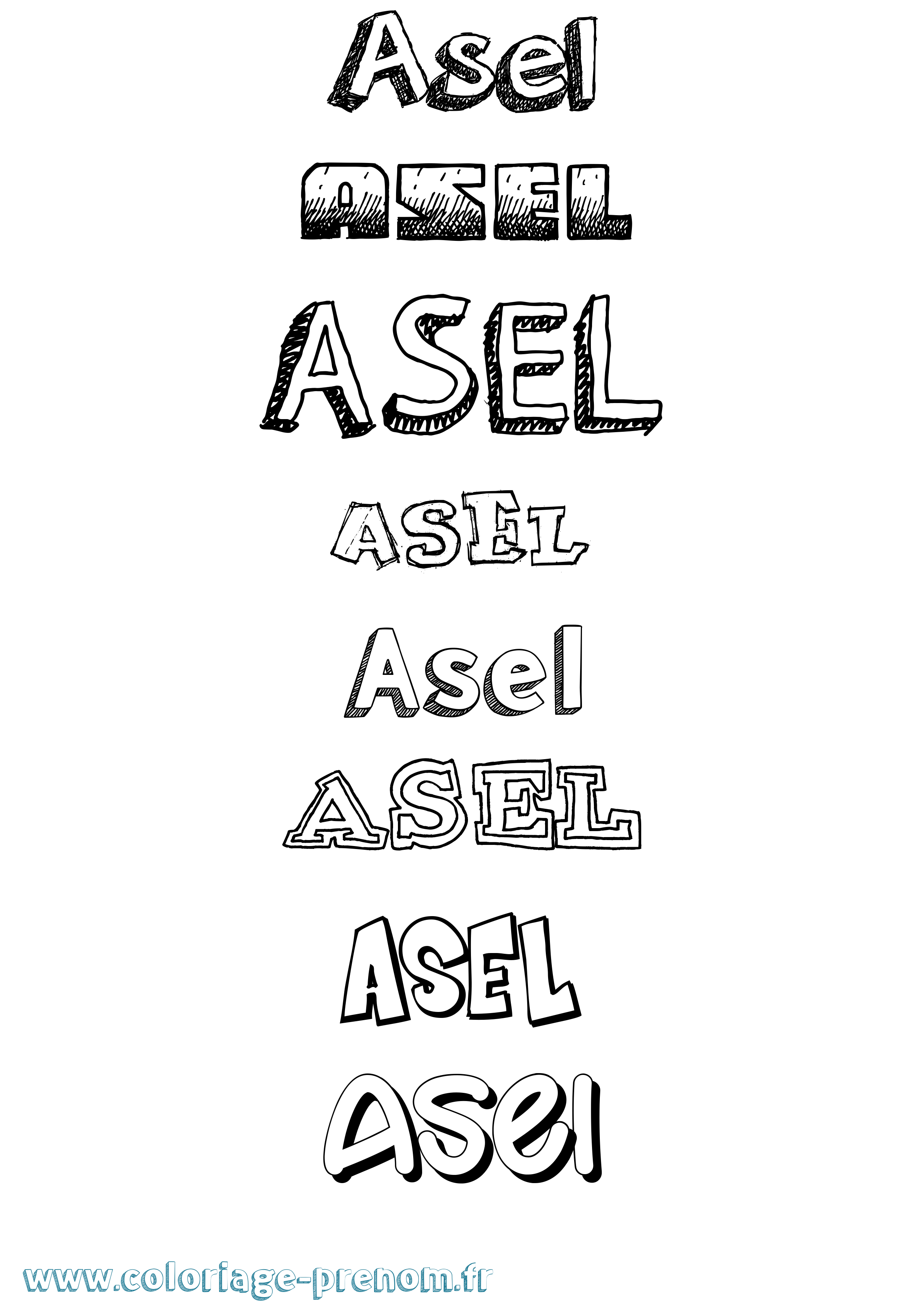 Coloriage prénom Asel Dessiné
