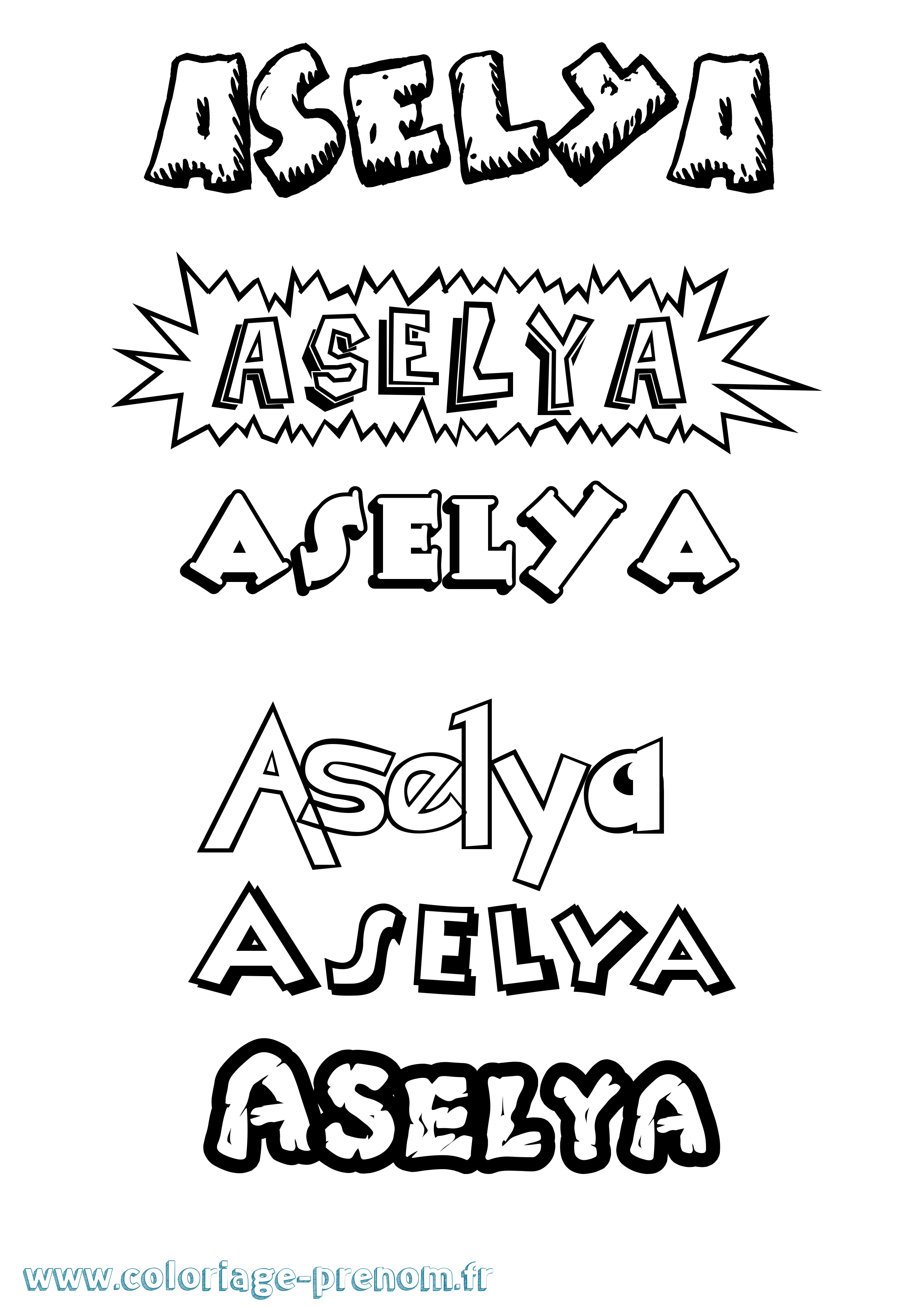Coloriage Aselya Dessin Animé Coloriage prénom Aselya Dessin Animé