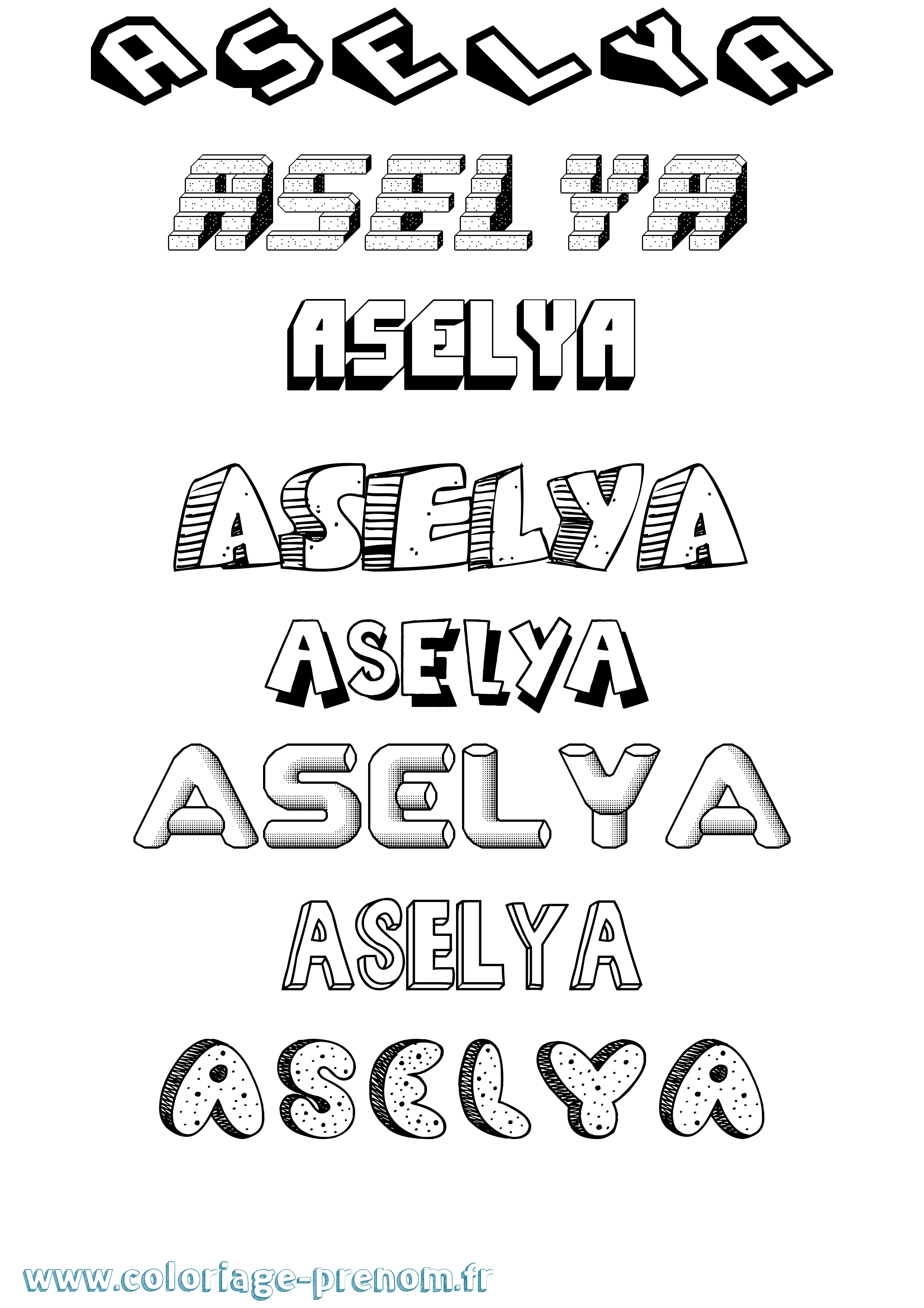 Coloriage Aselya Effet 3D Coloriage prénom Aselya Effet 3D