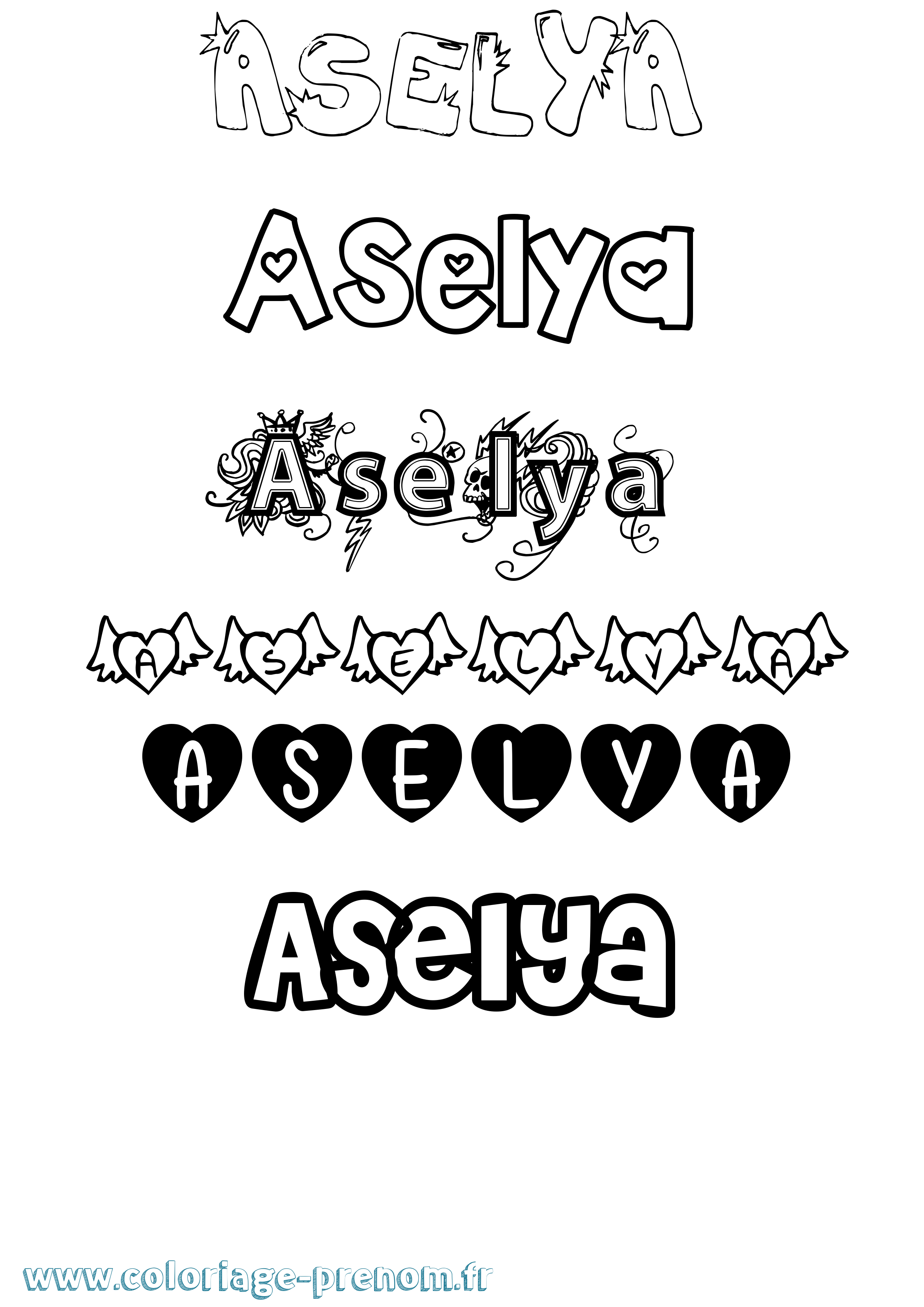 Coloriage Aselya Girly Coloriage prénom Aselya Girly