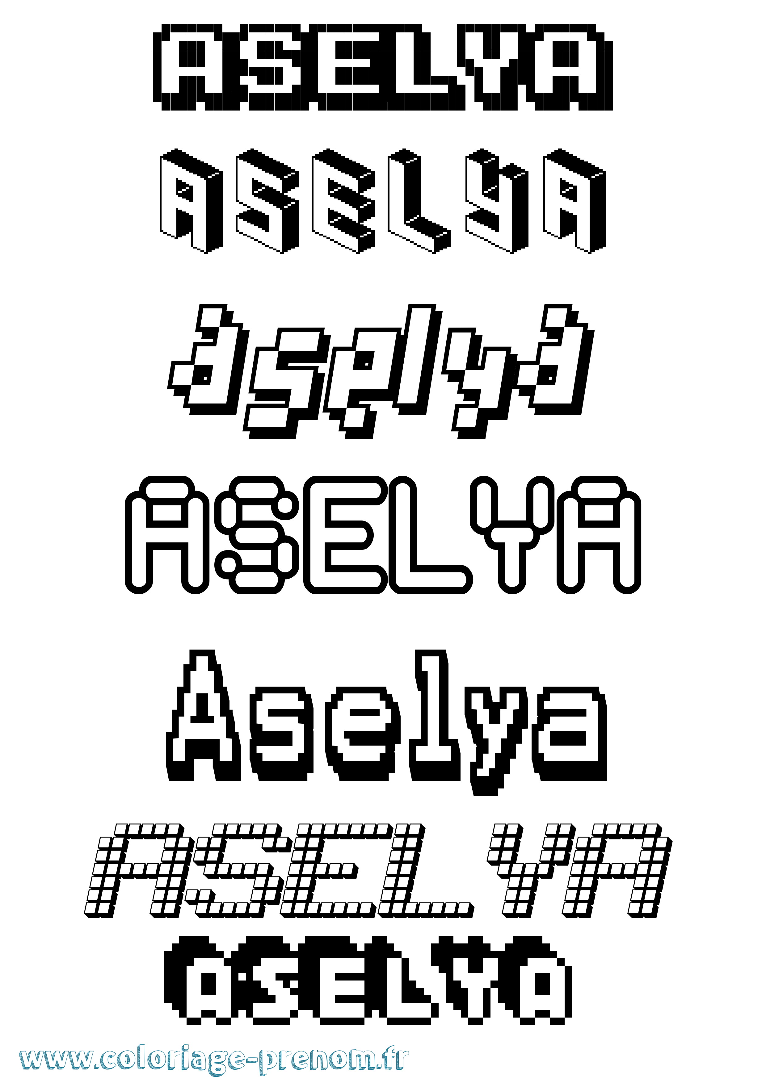 Coloriage Aselya Pixel Coloriage prénom Aselya Pixel