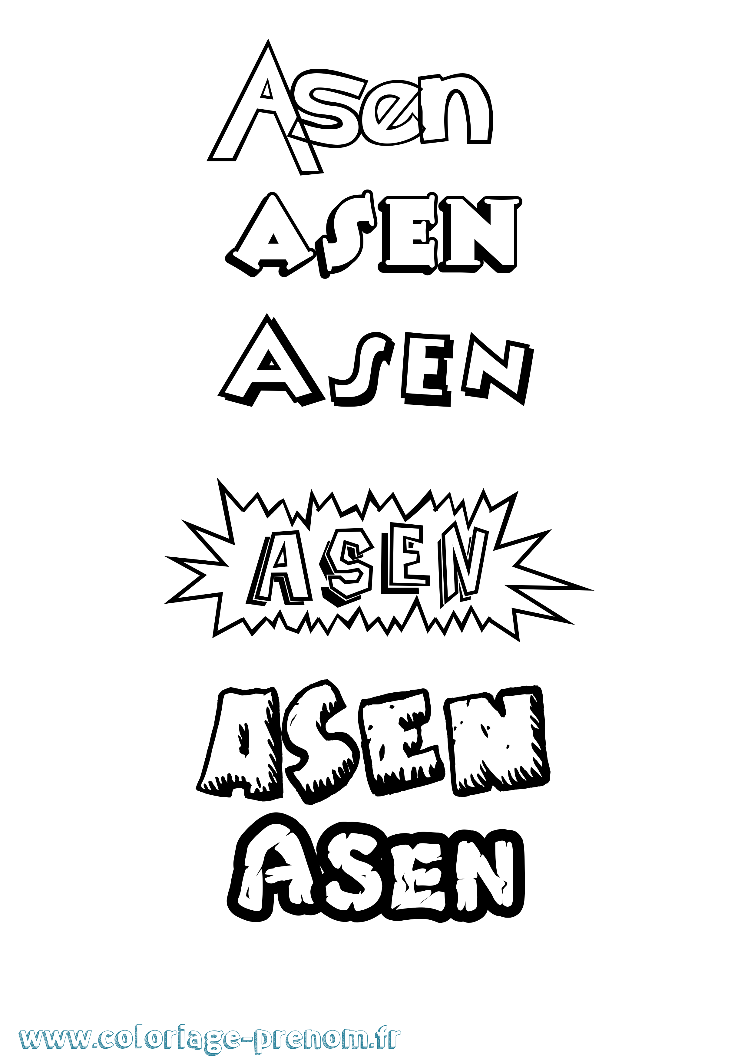 Coloriage prénom Asen Dessin Animé