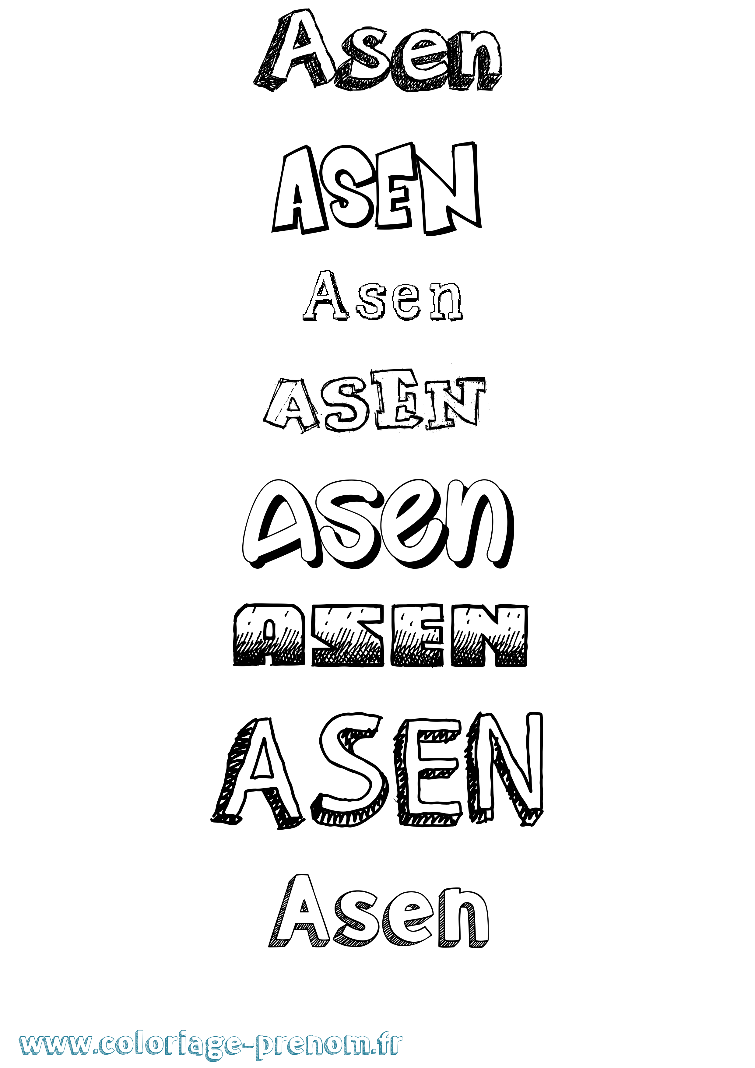 Coloriage prénom Asen Dessiné