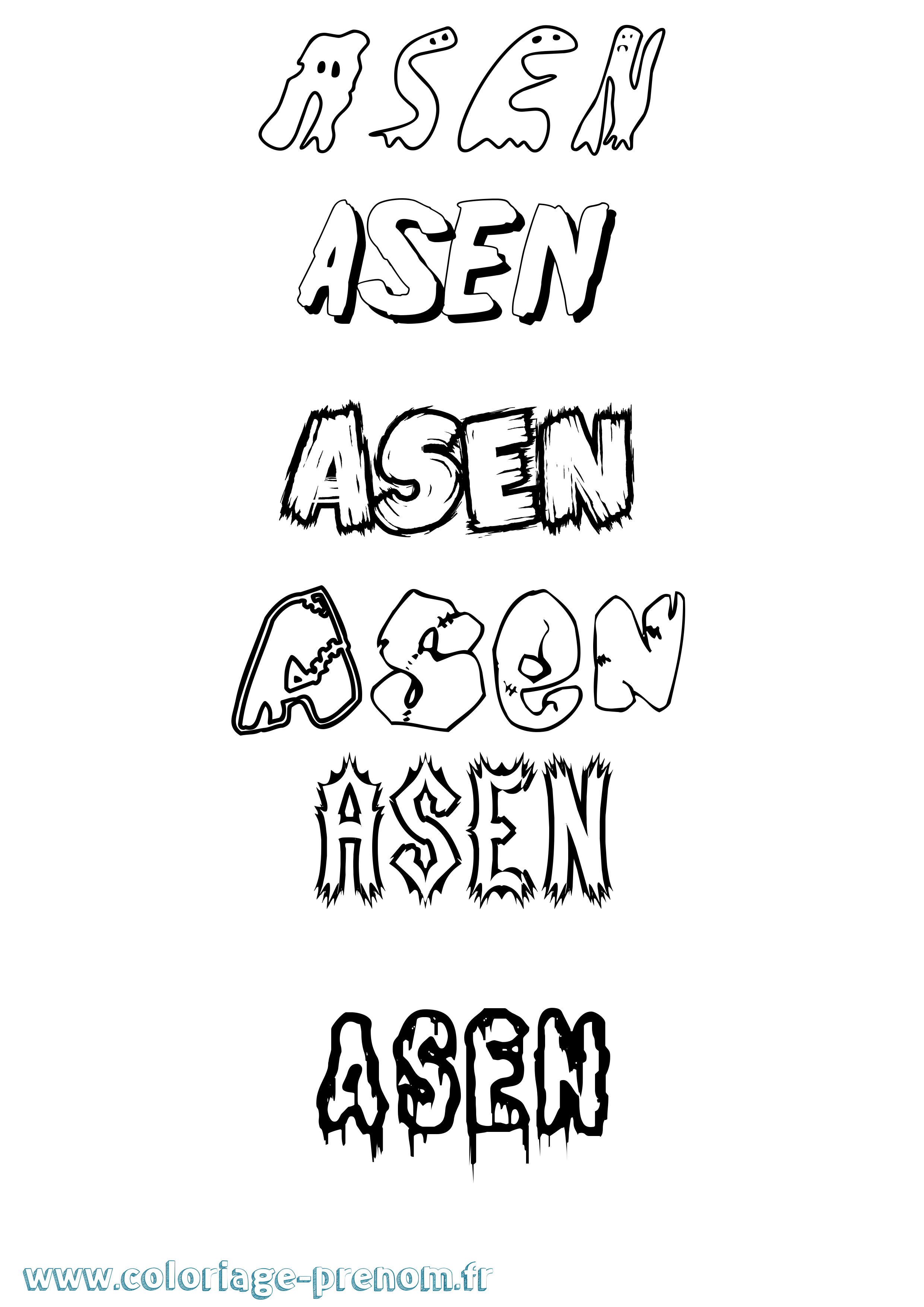Coloriage prénom Asen Frisson