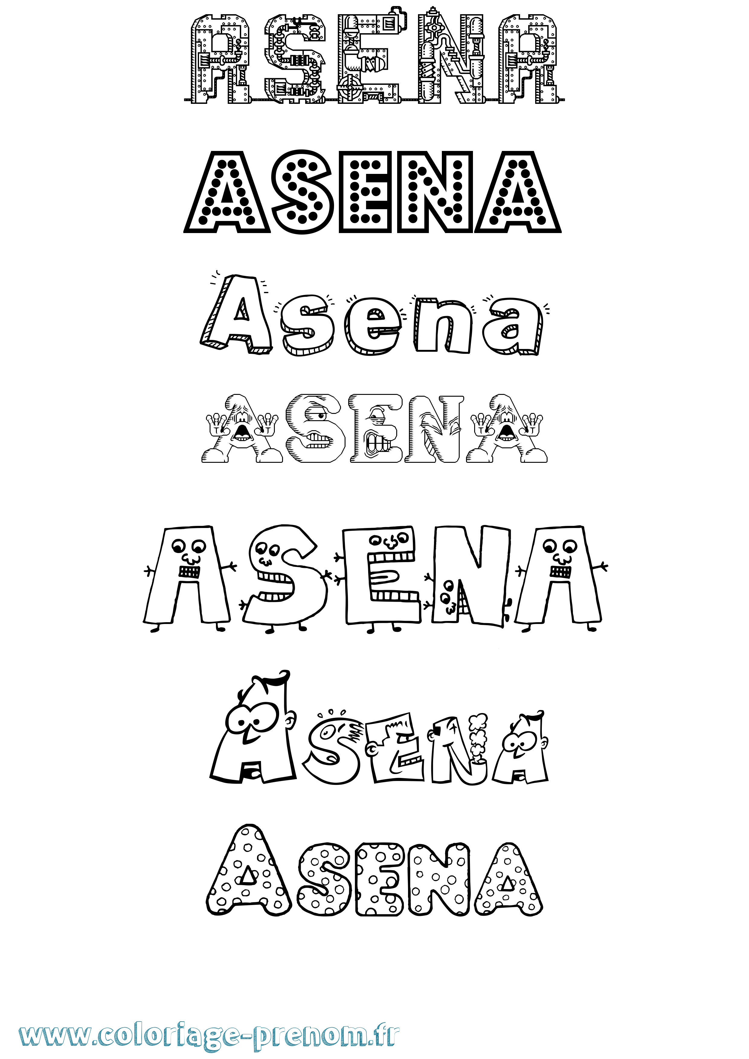 Coloriage prénom Asena Fun