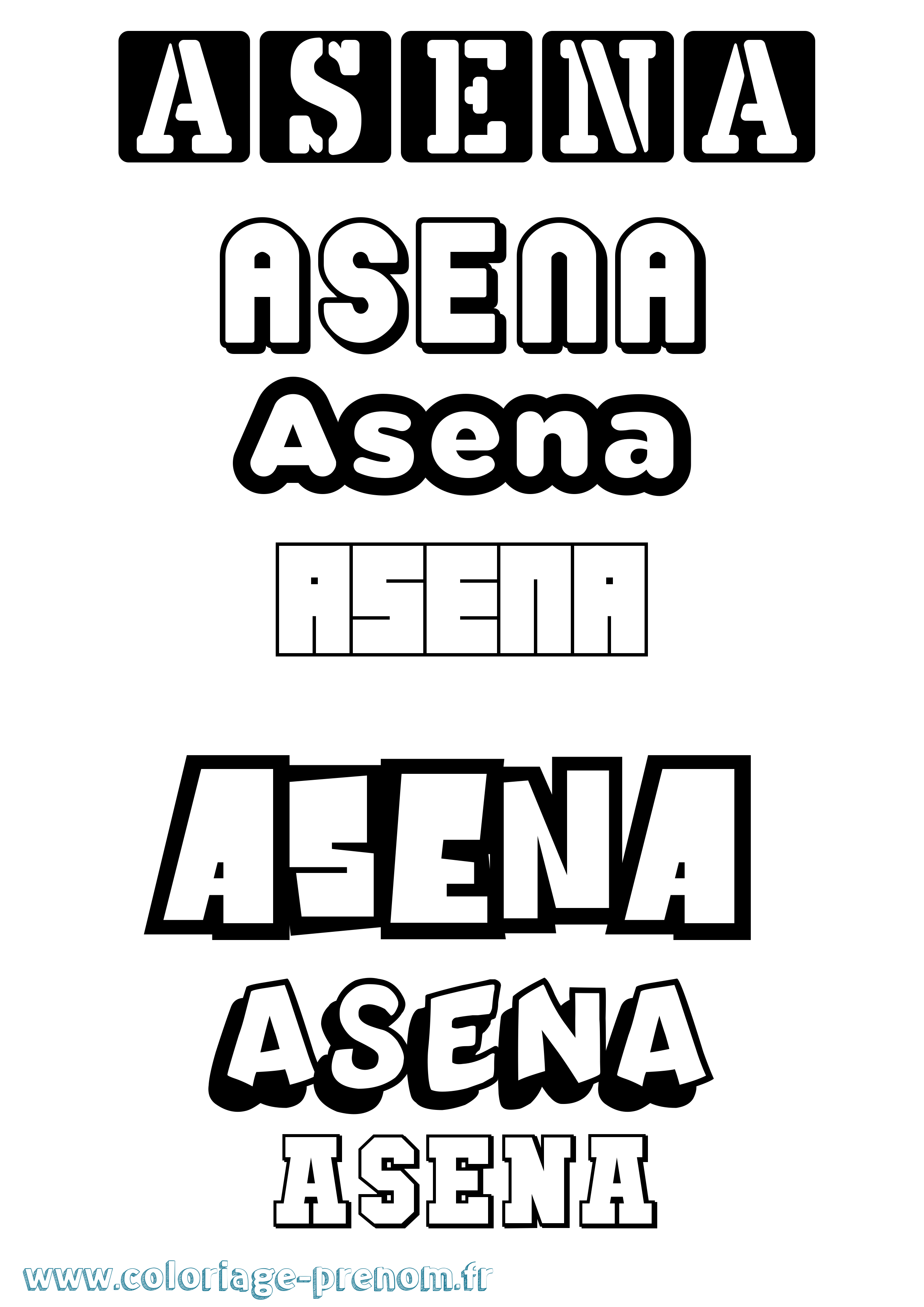 Coloriage prénom Asena Simple
