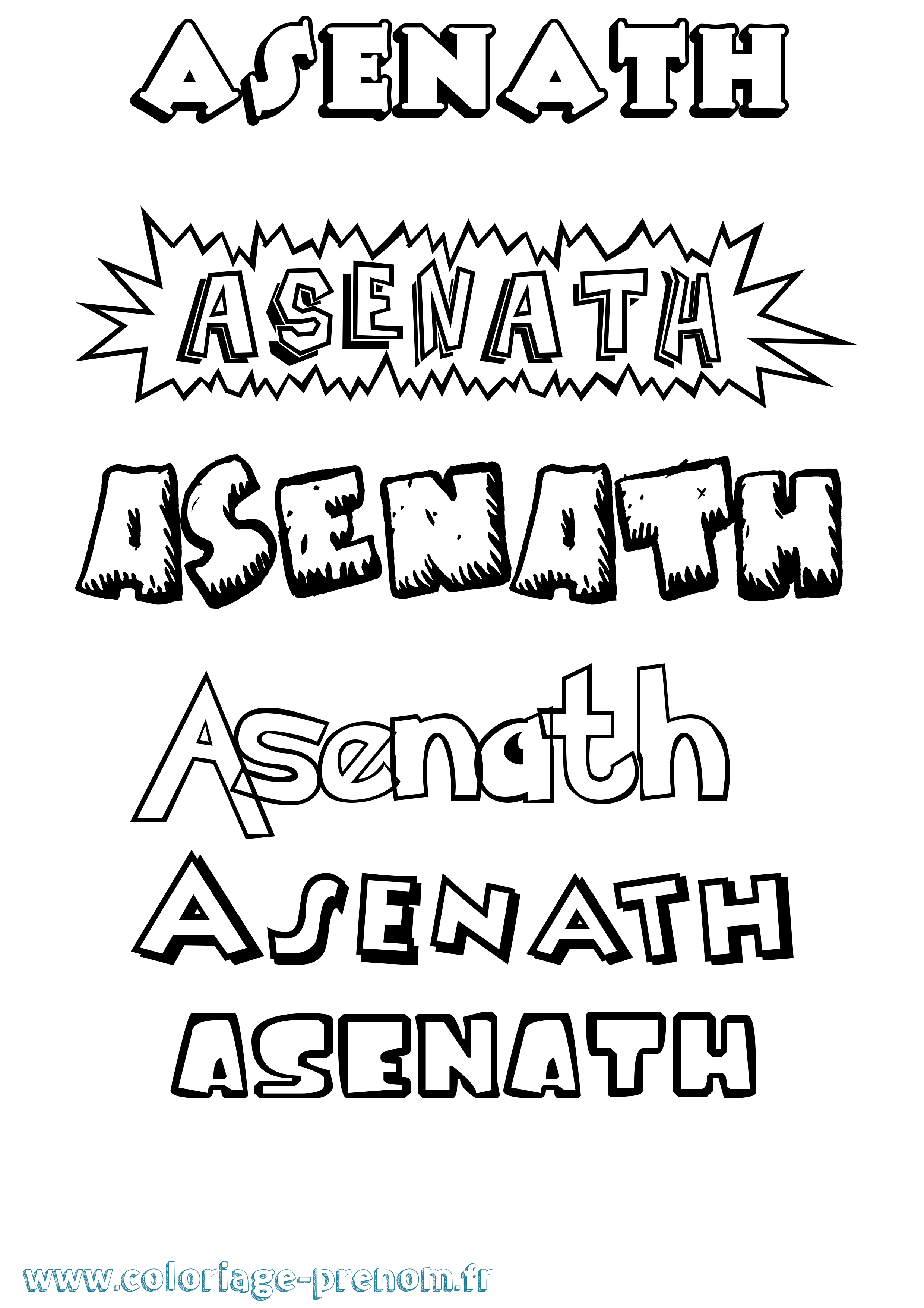 Coloriage prénom Asenath Dessin Animé