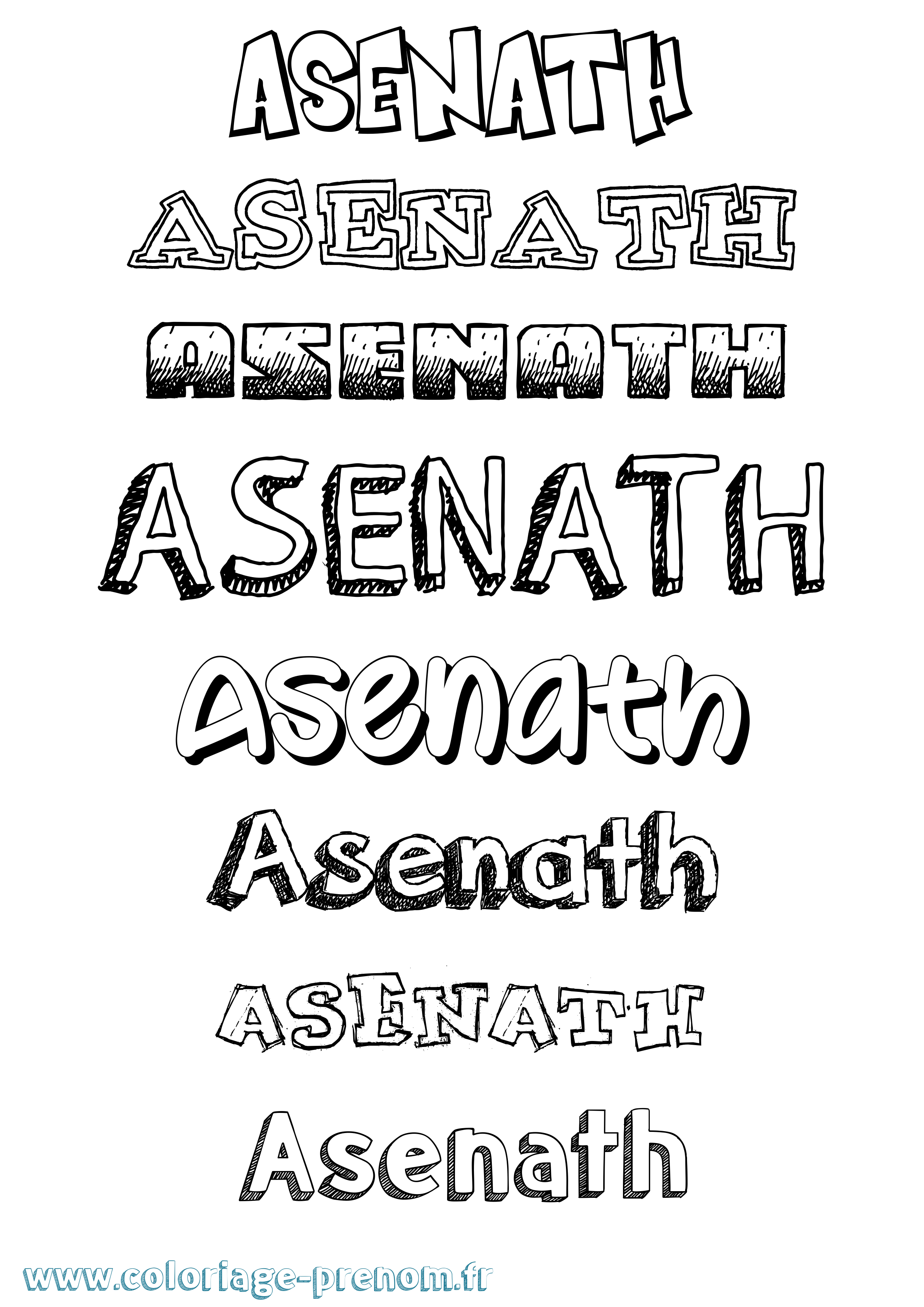 Coloriage prénom Asenath Dessiné