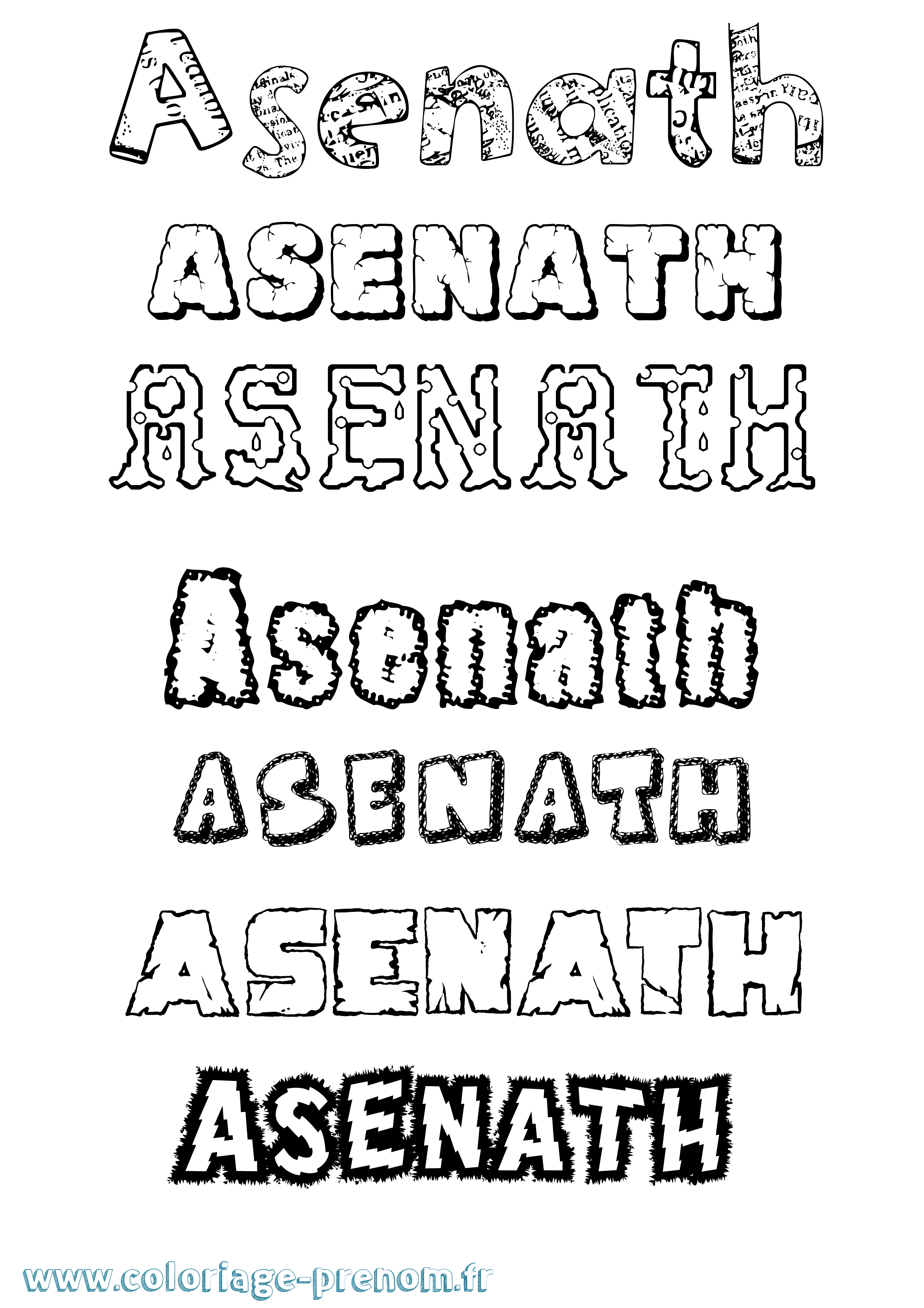 Coloriage prénom Asenath Destructuré