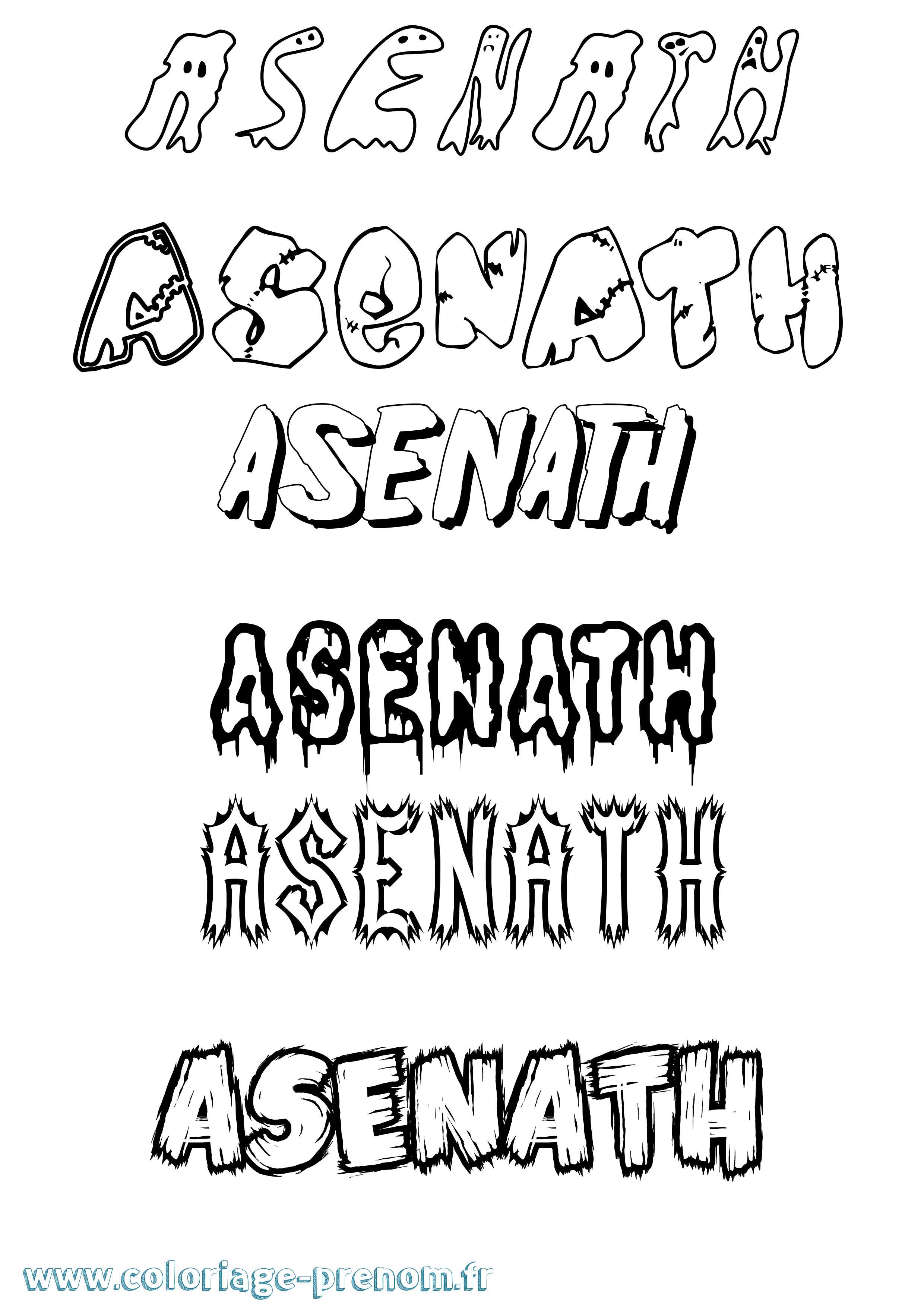 Coloriage prénom Asenath Frisson