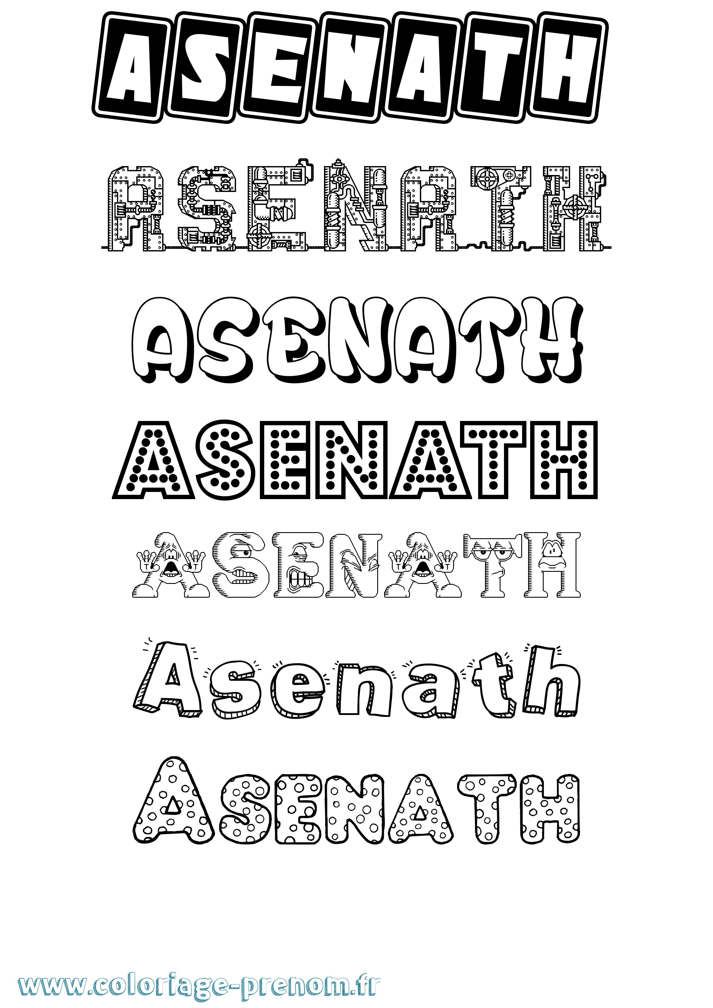 Coloriage prénom Asenath Fun