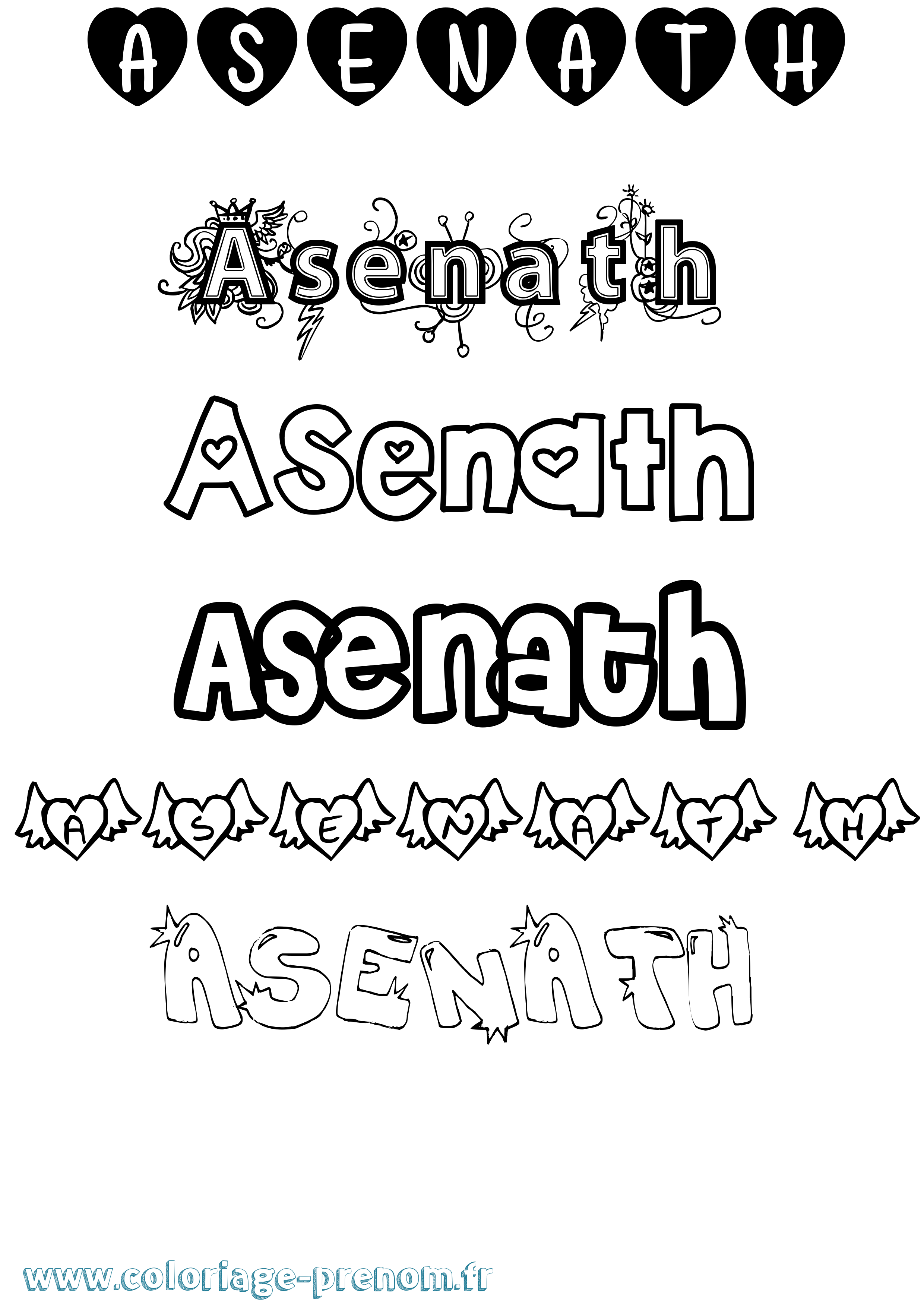 Coloriage prénom Asenath Girly
