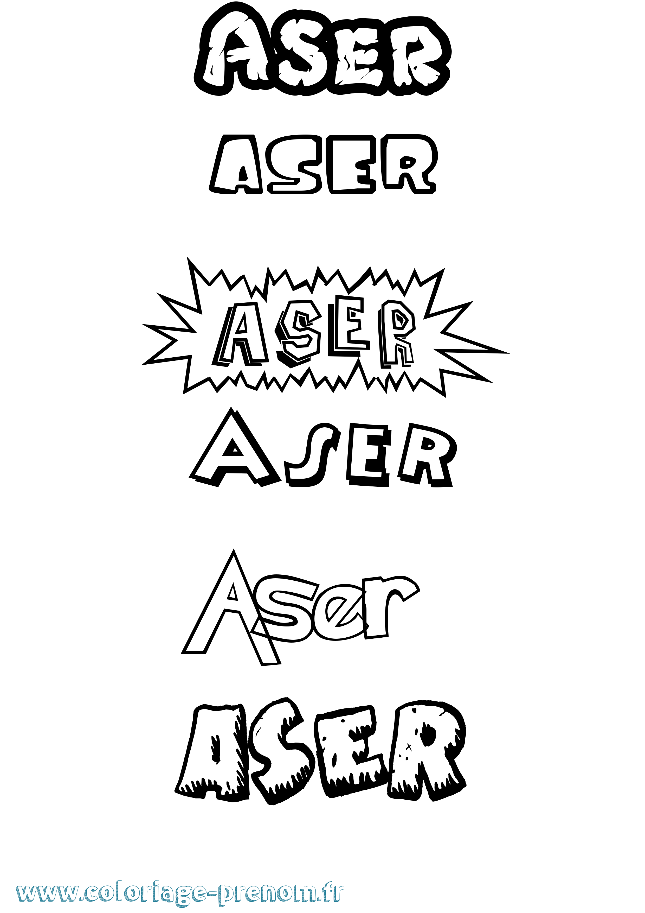 Coloriage Aser Dessin Animé Coloriage prénom Aser Dessin Animé