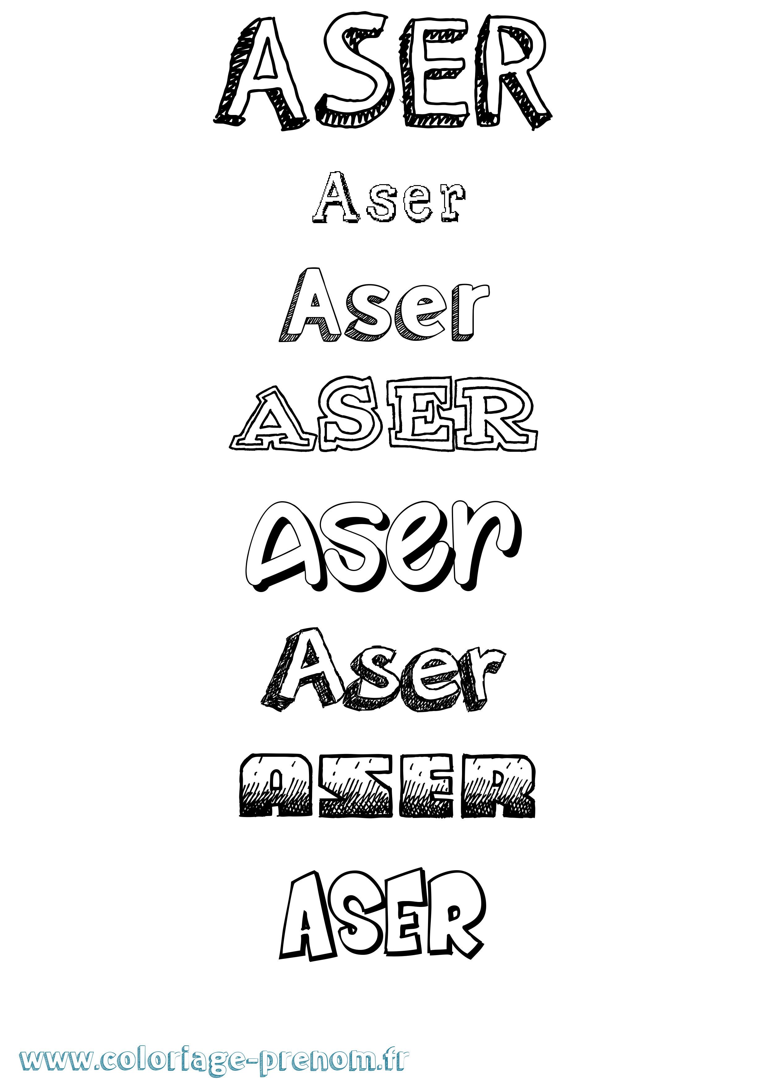 Coloriage Aser Dessiné Coloriage prénom Aser Dessiné