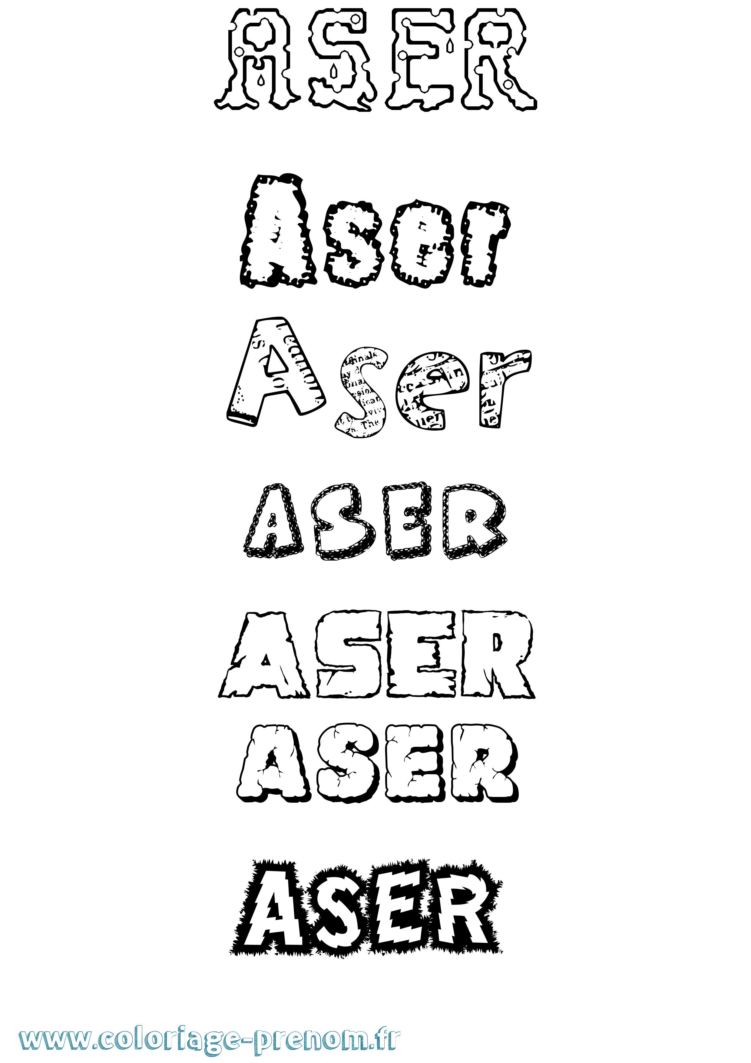 Coloriage Aser Destructuré Coloriage prénom Aser Destructuré
